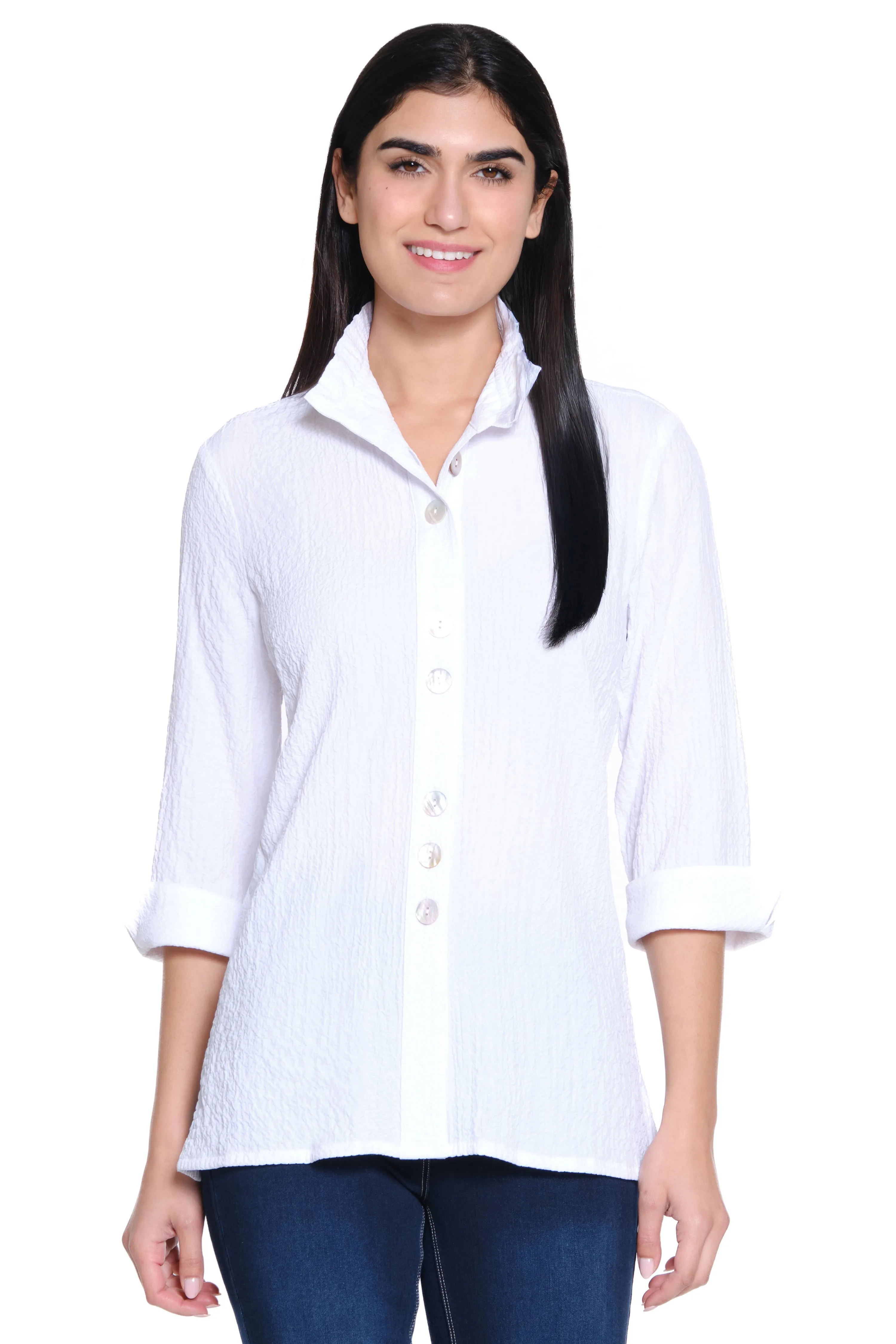 Solid Wire Collar Tunic - White sold by Ail Miles Clothing