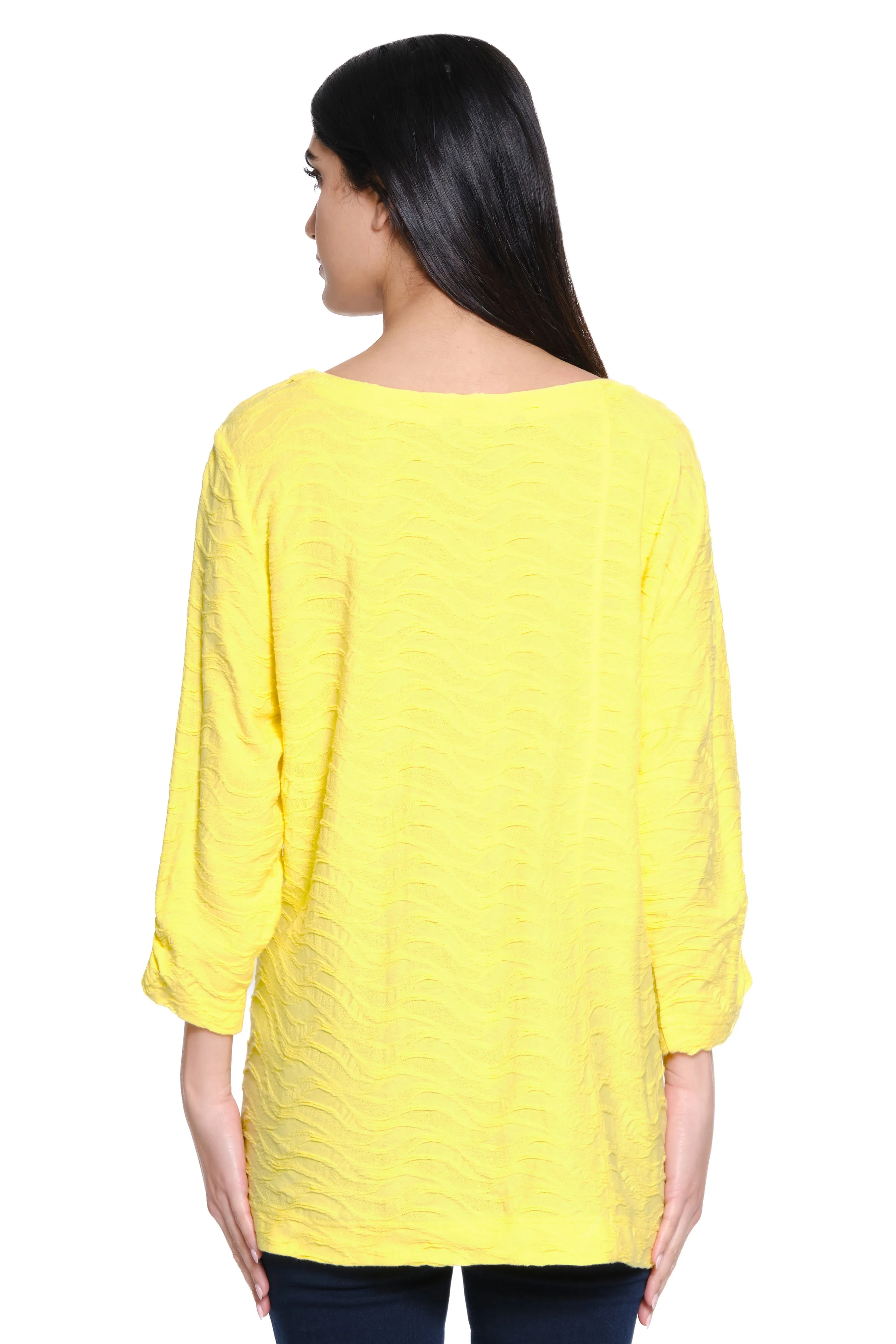 Solid Textured Knit Top - Women's - Yellow sold by Ail Miles Clothing product image thumbnail 2