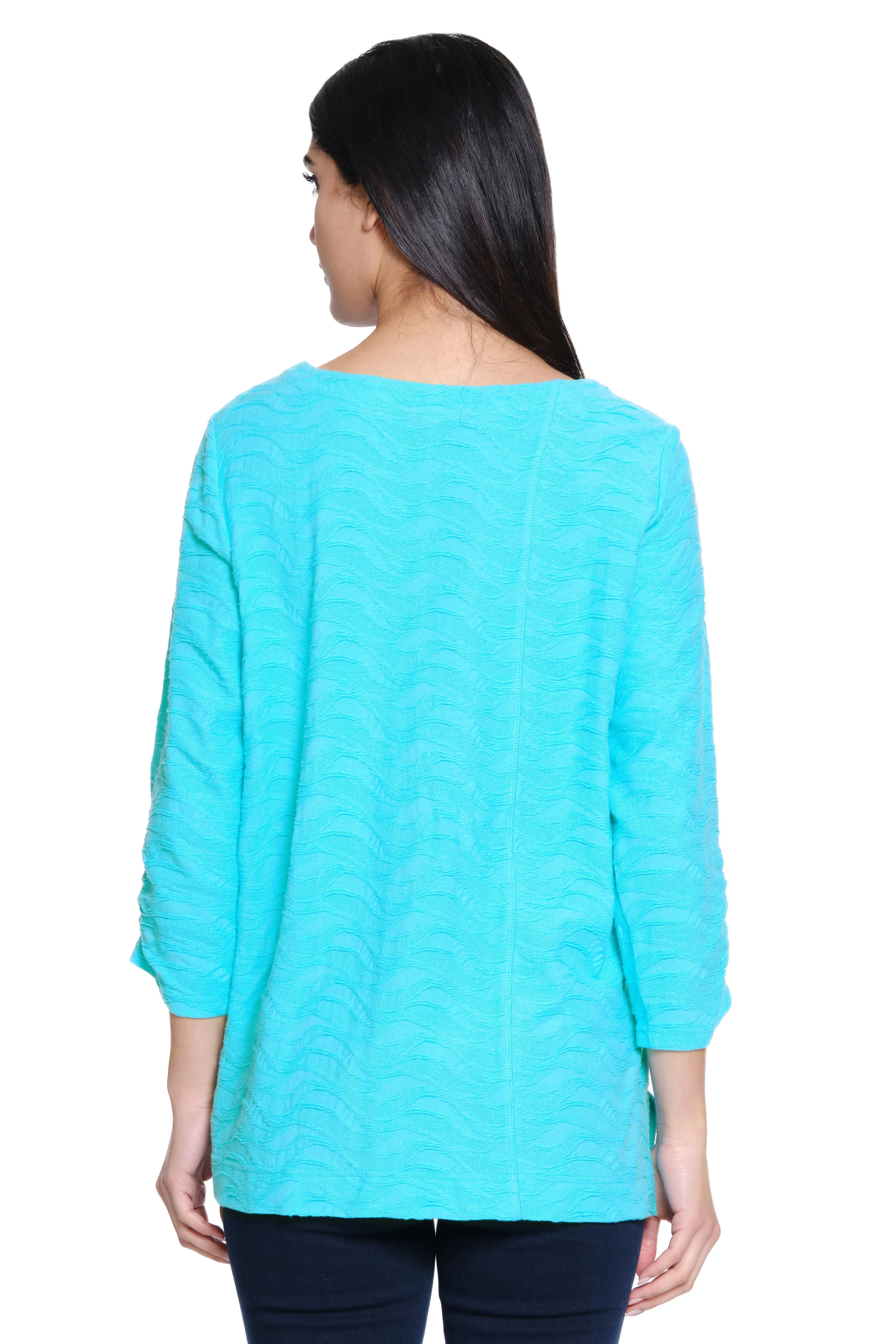 Solid Textured Knit Top - Women's - Aqua sold by Ail Miles Clothing product image thumbnail 2