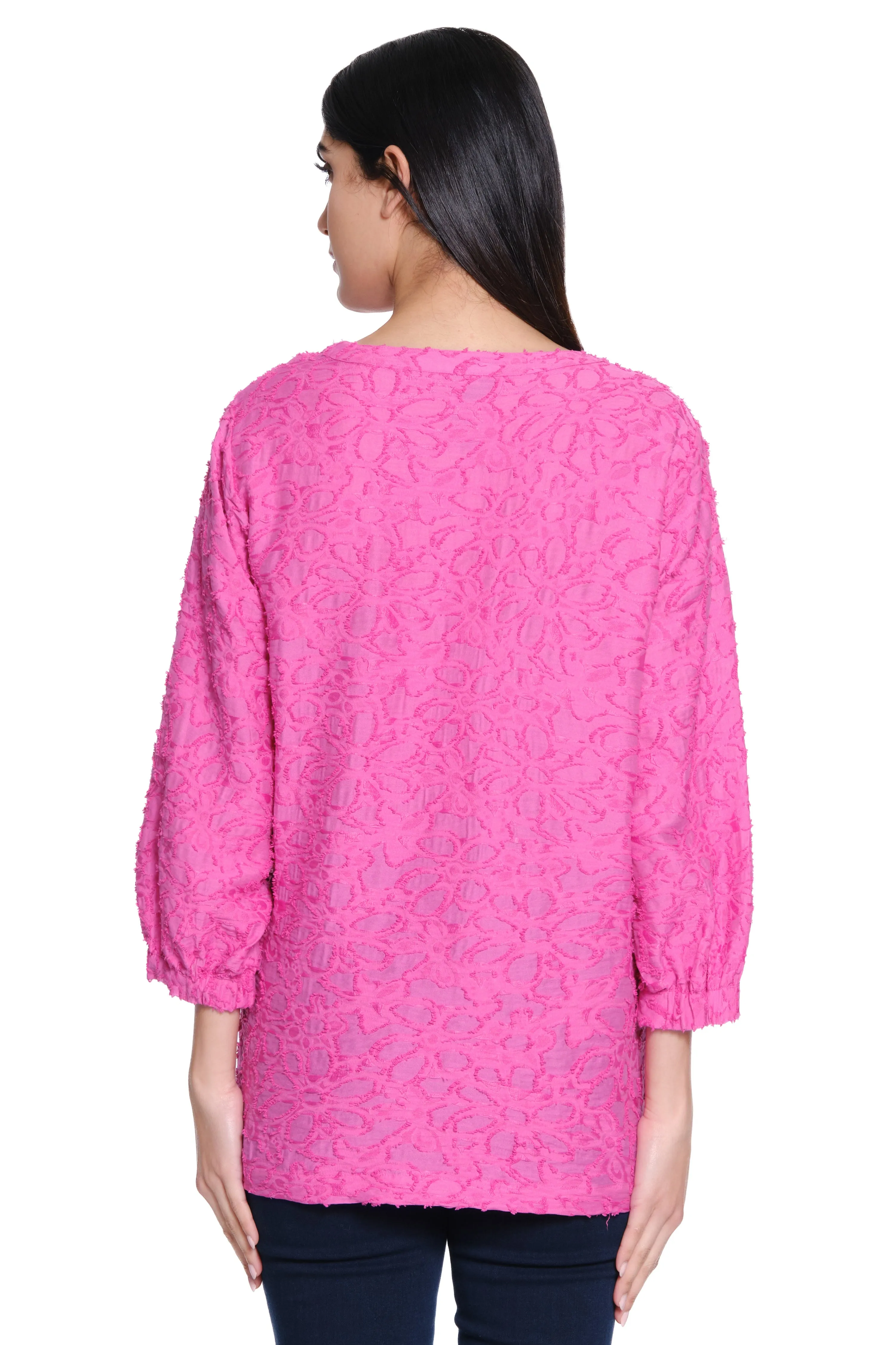 Woven Jacquard Tunic - Women's - Bright Pink sold by Ail Miles Clothing product image thumbnail 2