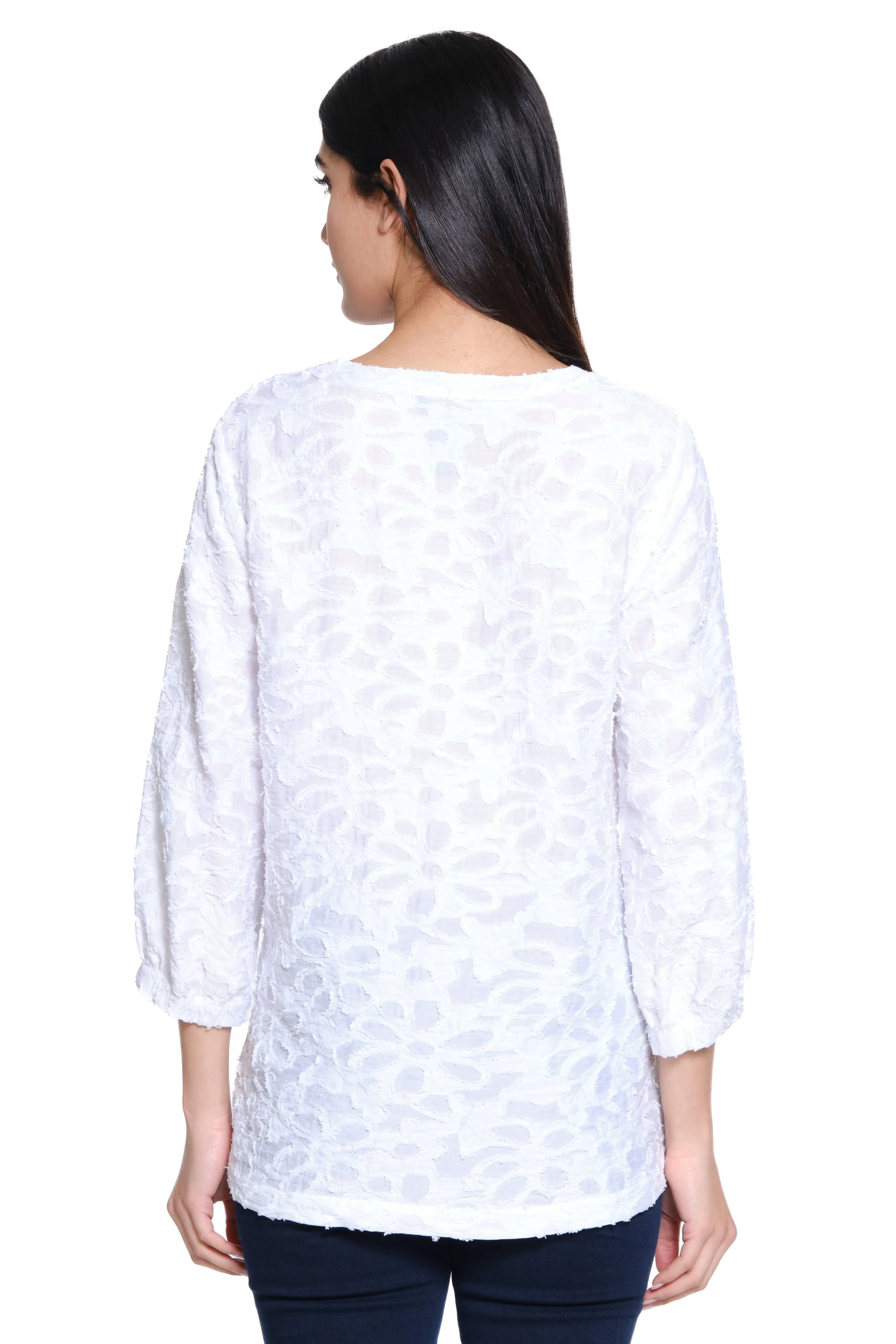 Woven Jacquard Tunic - Women's - White sold by Ail Miles Clothing product image thumbnail 2