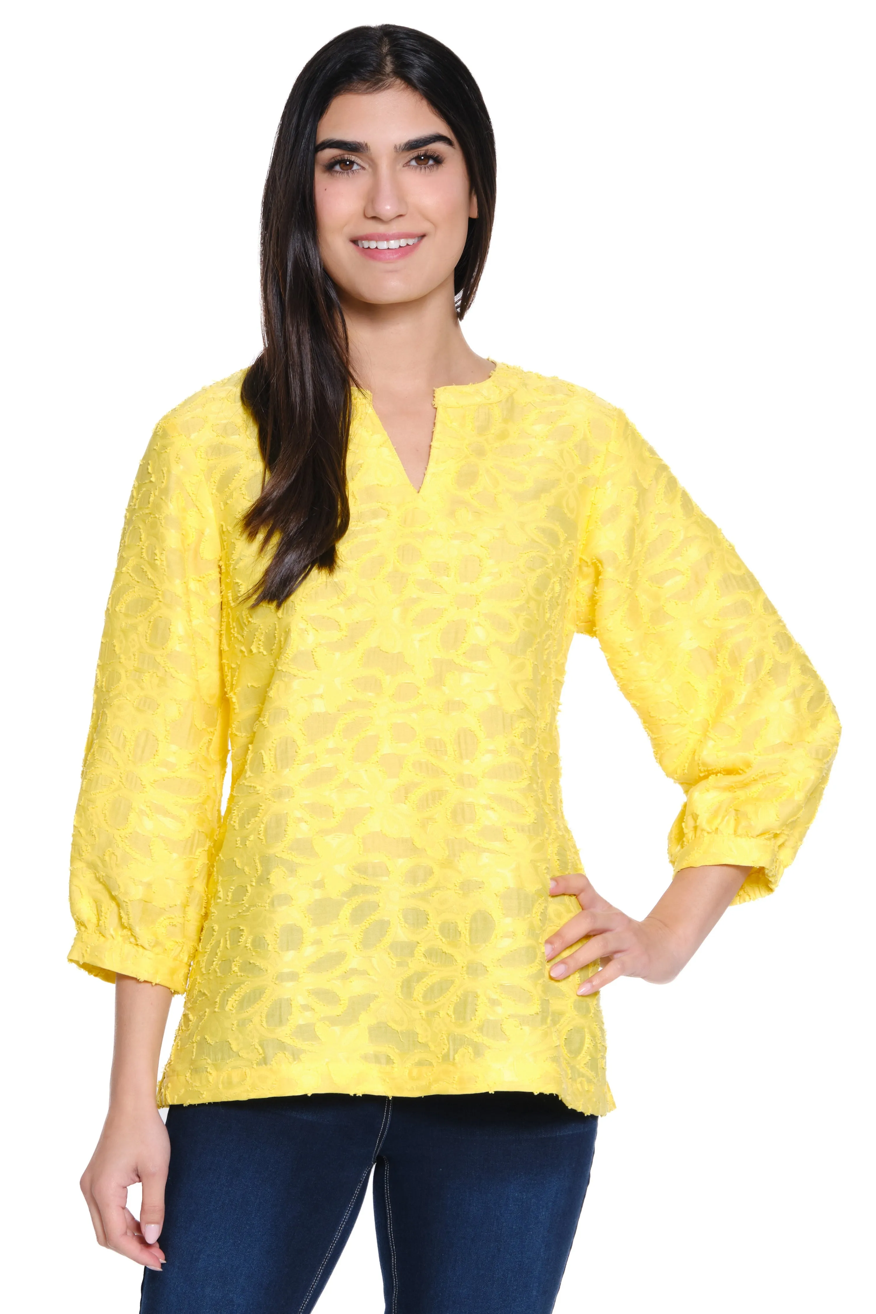 Woven Jacquard Tunic - Yellow sold by Ail Miles Clothing