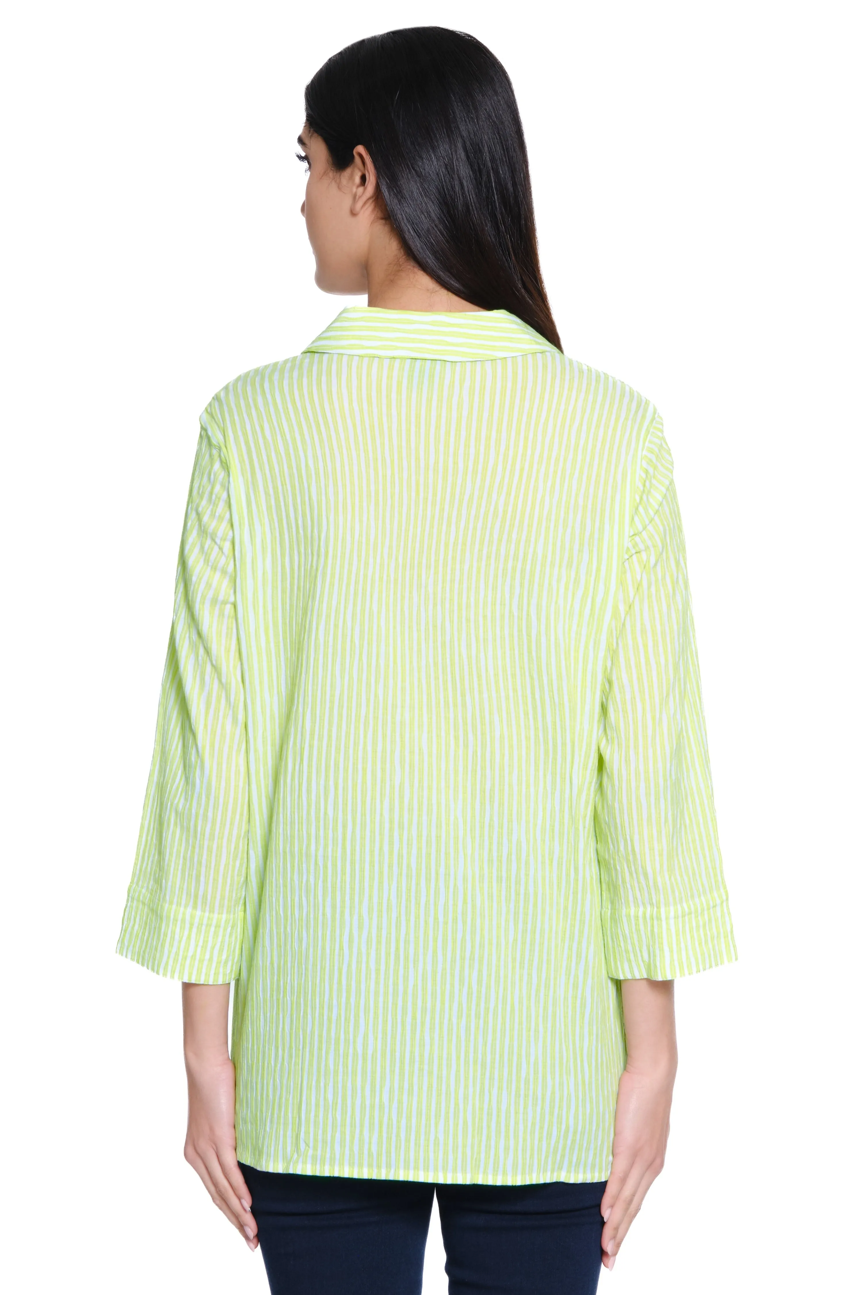 Woven Button Front Blouse - Women's - Soft Lime sold by Ail Miles Clothing product image thumbnail 2