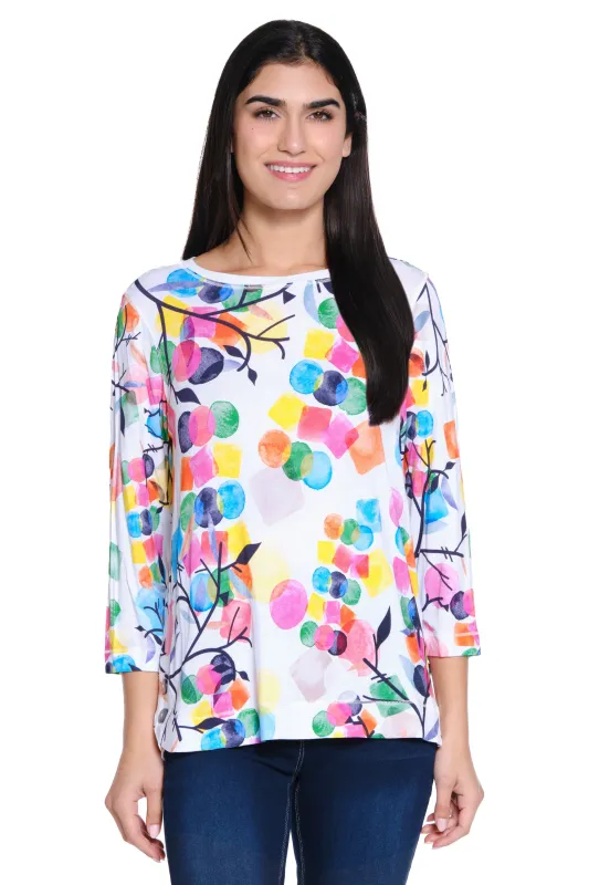 Print Round Neck Tunic - Petite - Multi sold by Ail Miles Clothing