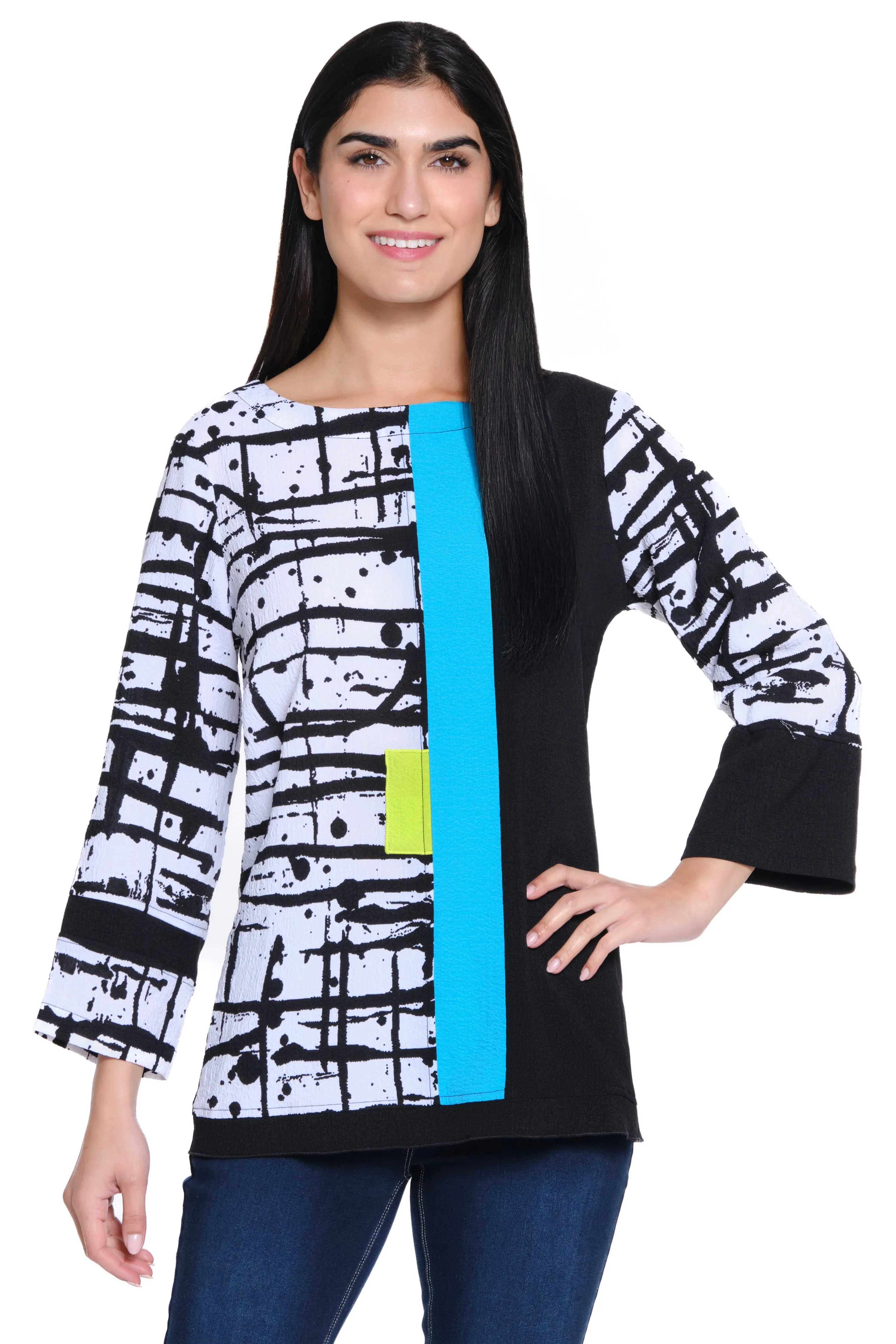 Mixed Media Top - Plus - Abstract Multi sold by Ail Miles Clothing