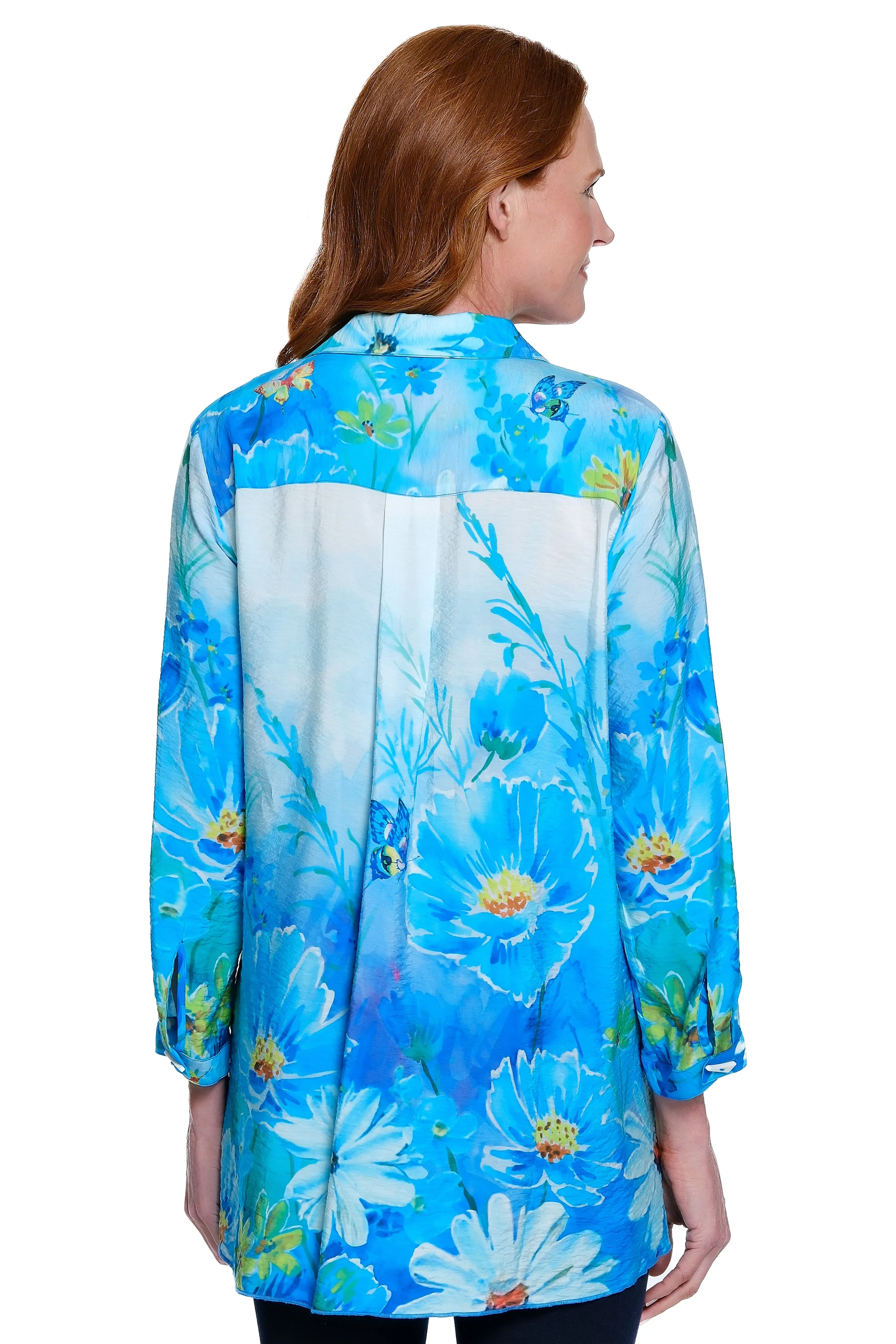 Print Woven Button-Up Top - Plus - Cornflower sold by Ail Miles Clothing product image thumbnail 2