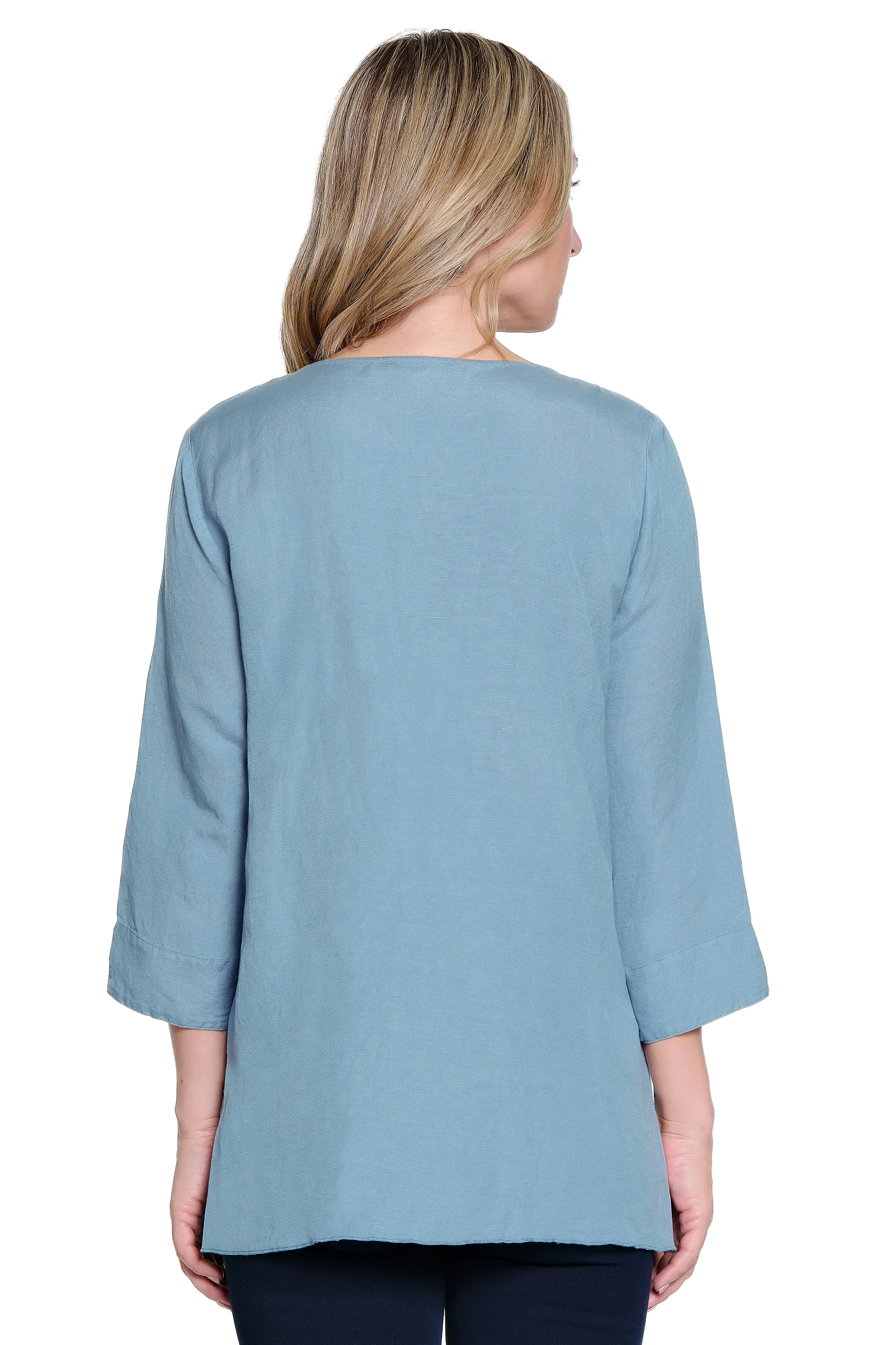 Linen Blend Top with Front Button Details - Chambray sold by Ail Miles Clothing product image thumbnail 2