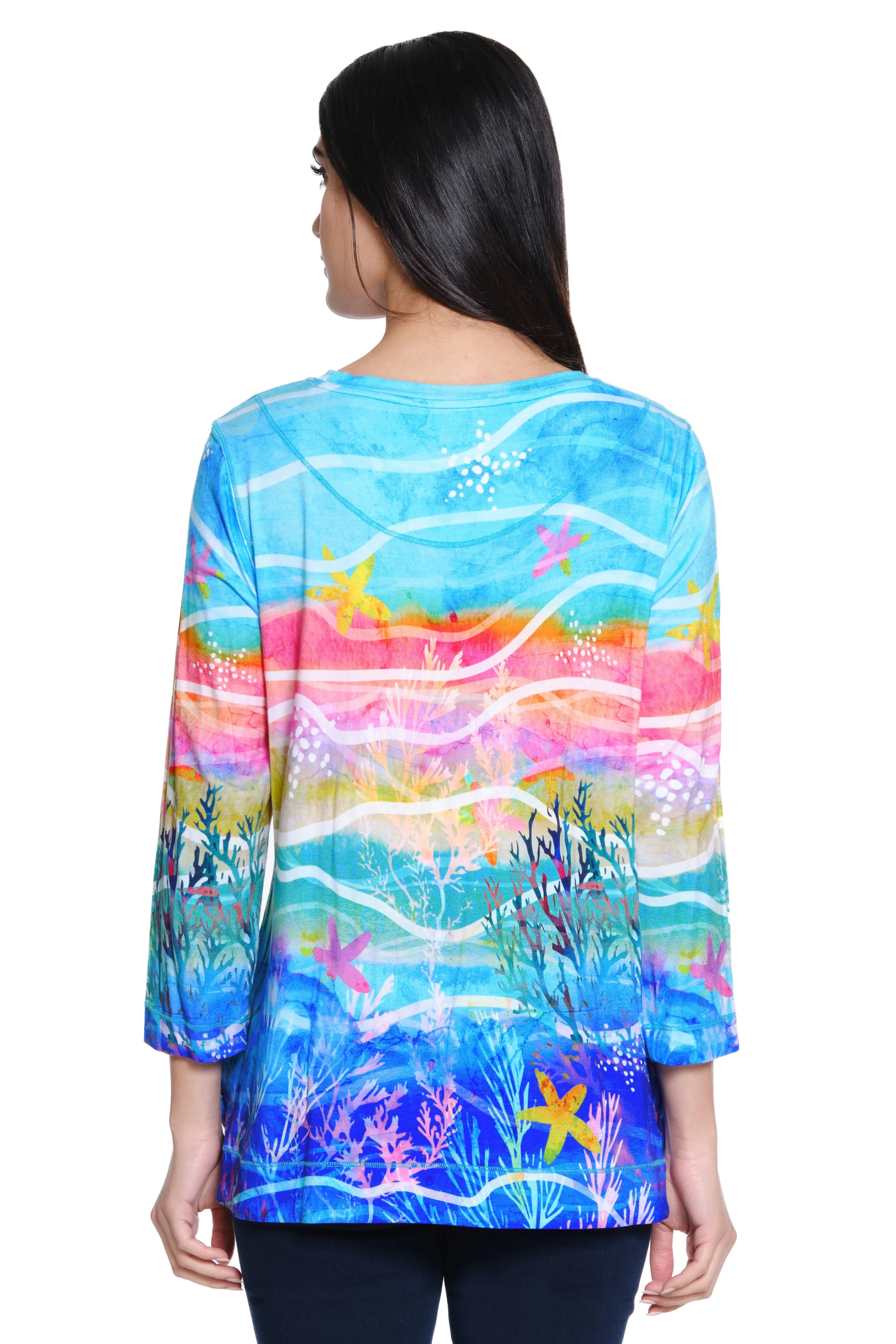 Print Knit Popover Tunic - Abstract Multi sold by Ail Miles Clothing product image thumbnail 2