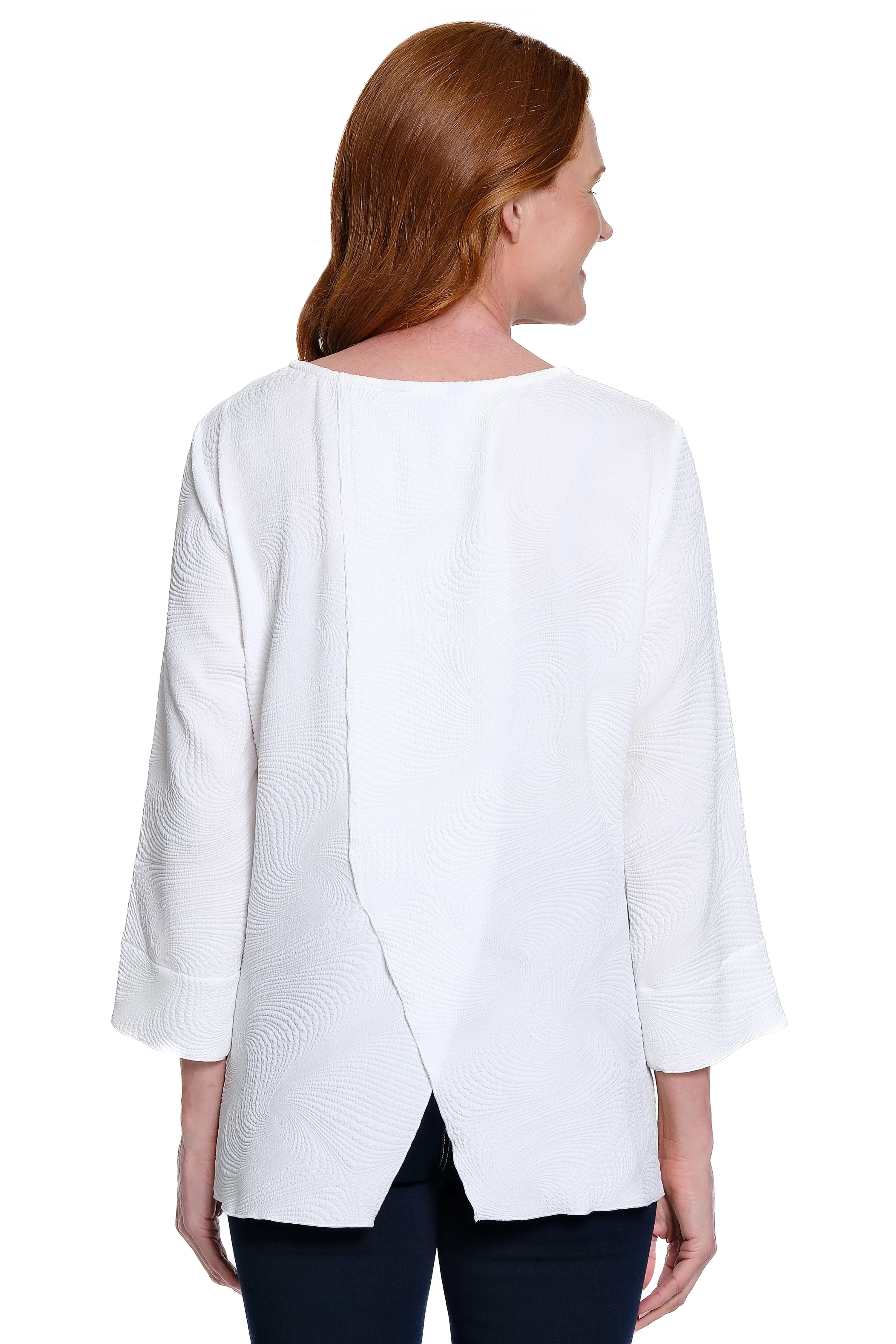Knit Popover Tunic - Petite - White sold by Ail Miles Clothing product image thumbnail 2