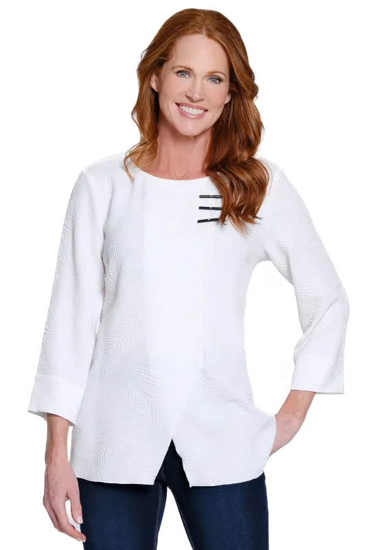 Knit Popover Tunic - Petite - White sold by Ail Miles Clothing