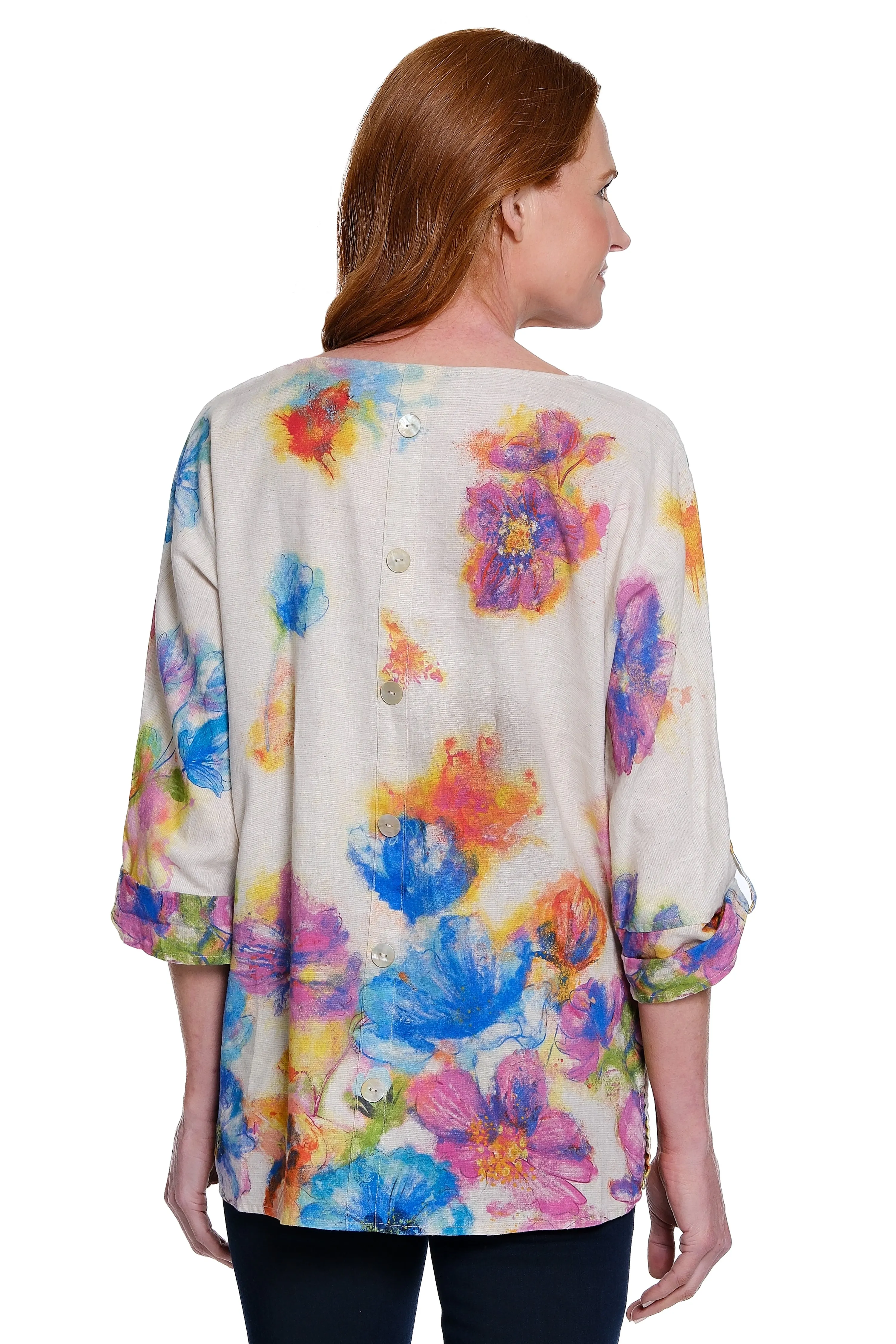Printed Tunic with Dolman Sleeves - Floral Multi sold by Ail Miles Clothing product image thumbnail 2