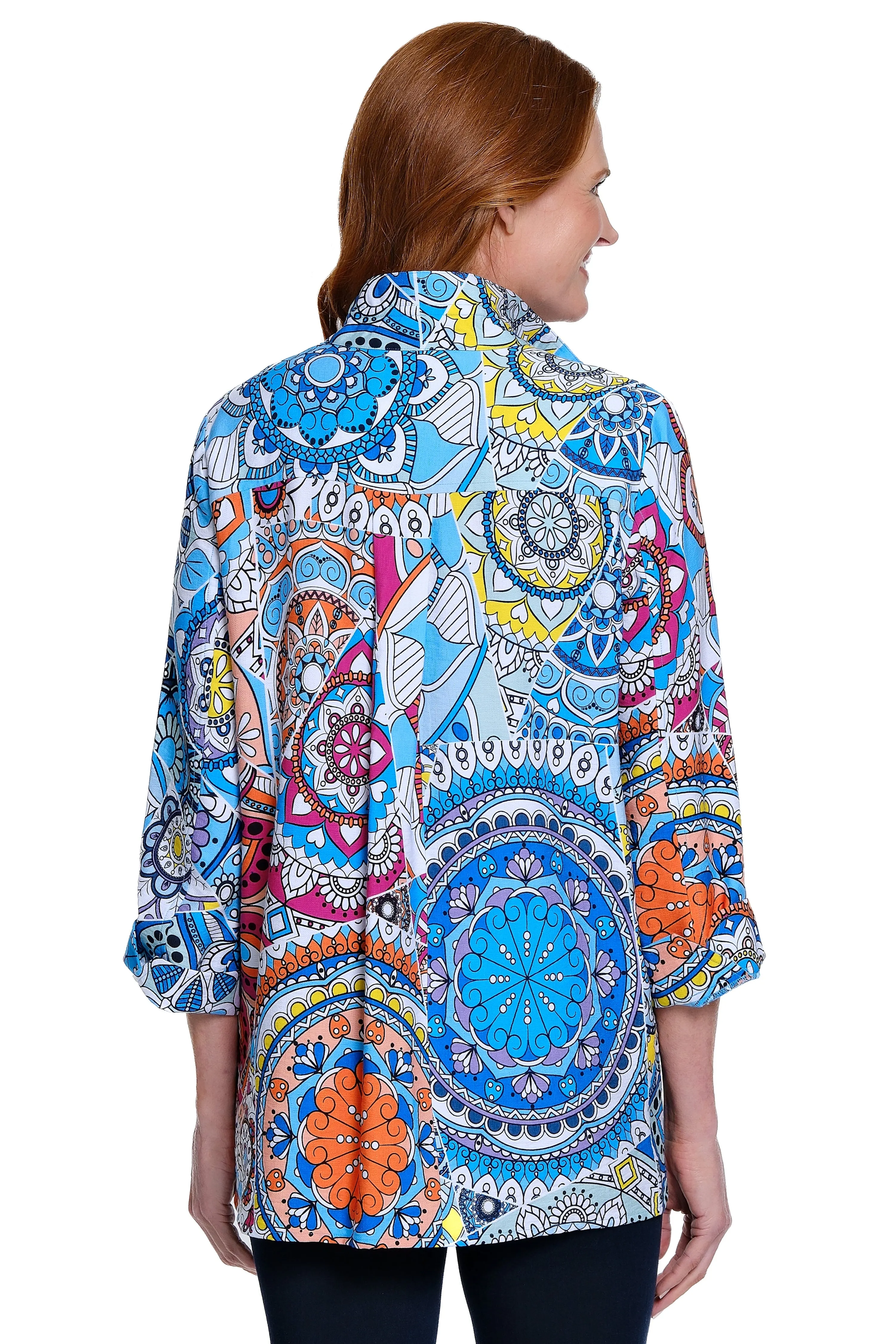 Printed Knit Button-Front Tunic - Medallion Multi sold by Ail Miles Clothing product image thumbnail 2