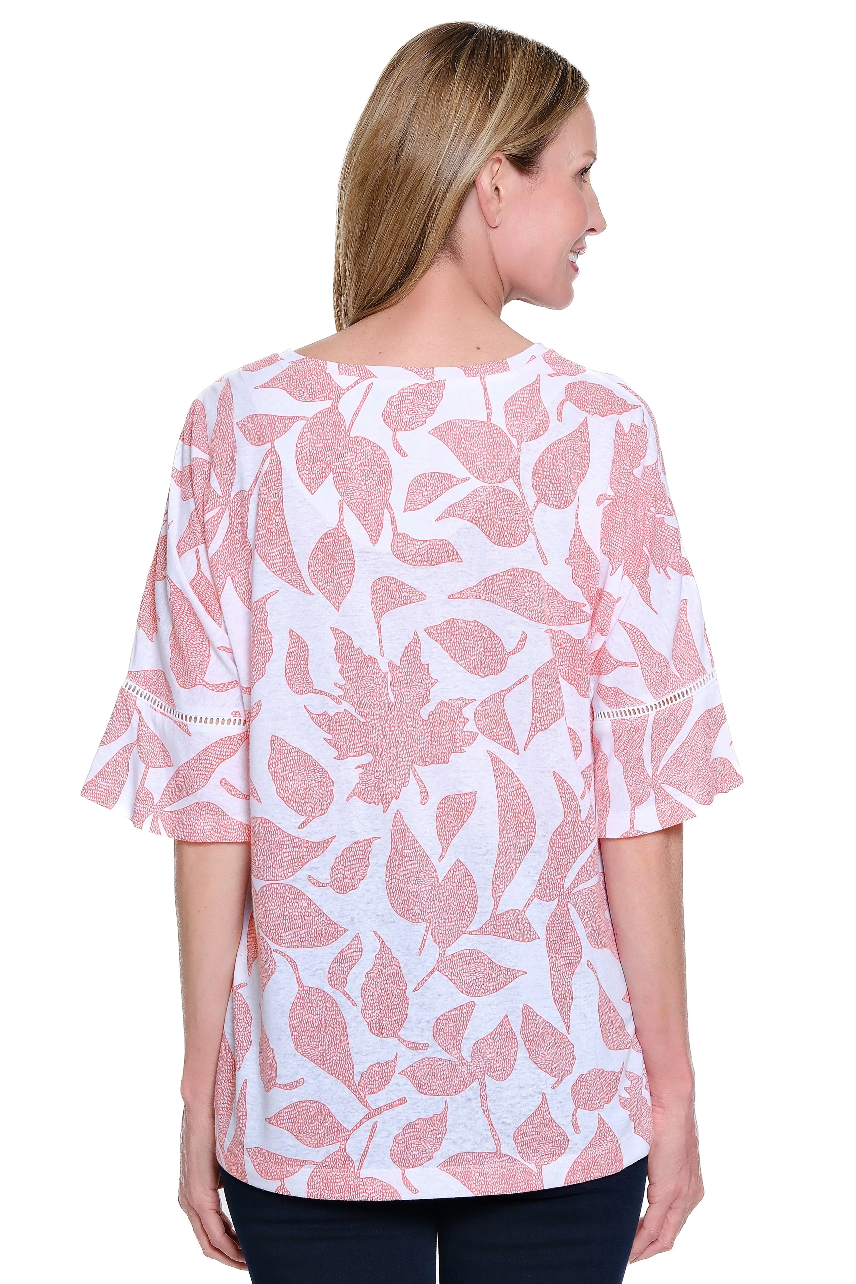Linen Tunic with Lace Inset Sleeves - Coral sold by Ail Miles Clothing product image thumbnail 2