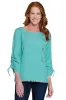 Linen Blend Tunic with Fringe Trim - Petite - Seafoam sold by Ail Miles Clothing