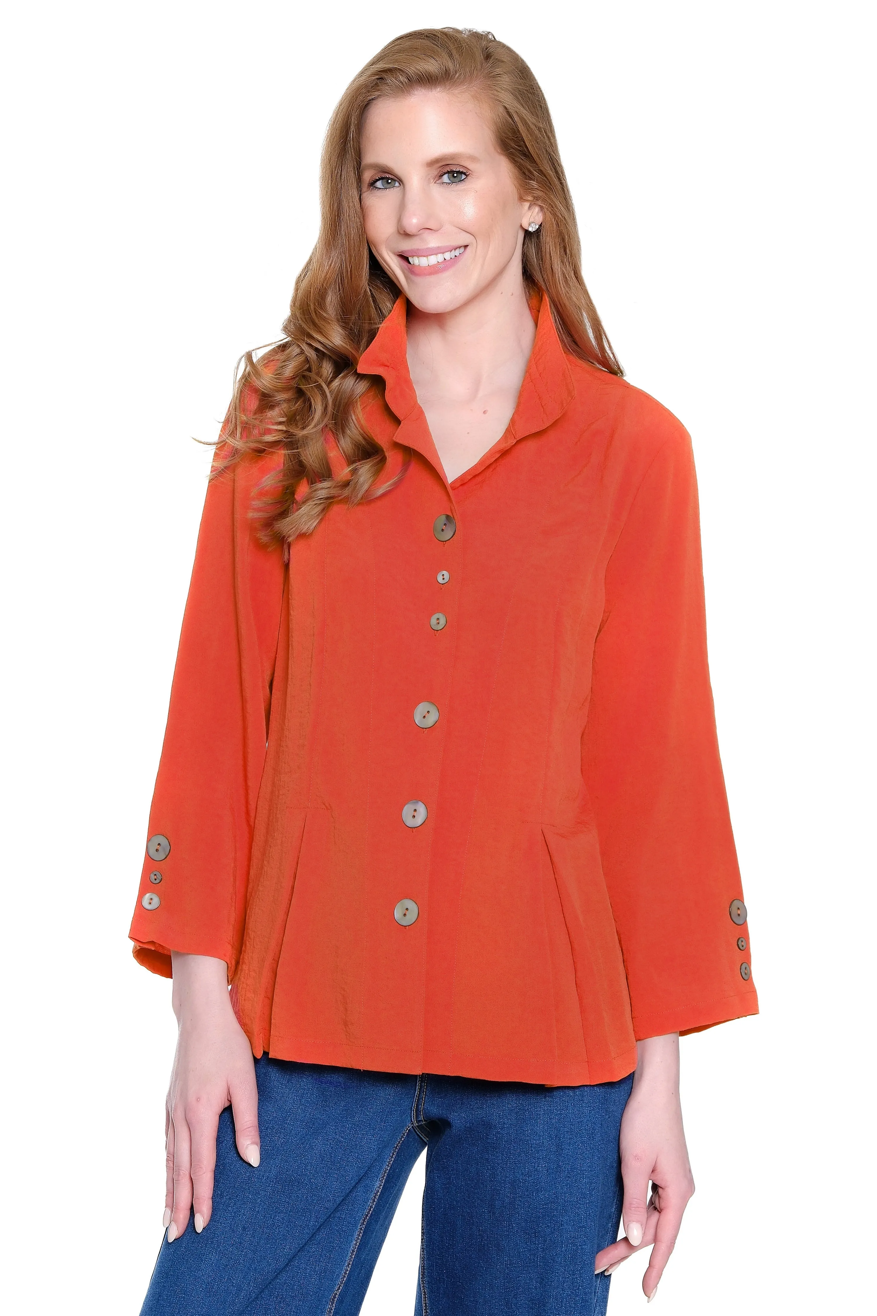 Wire Collar Button-Front Tunic - Spice sold by Ail Miles Clothing