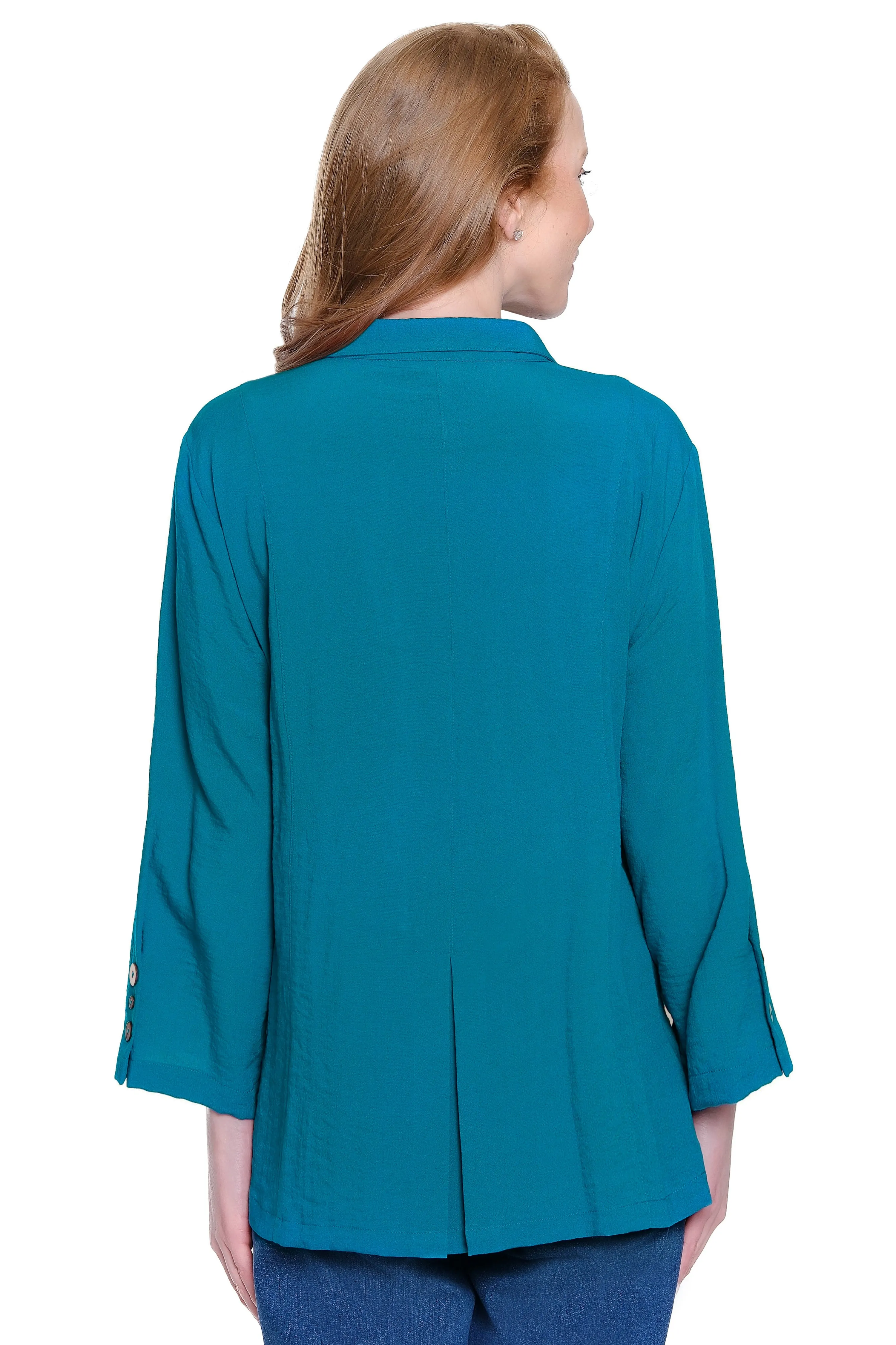 Wire Collar Button-Front Tunic - Dark Teal sold by Ail Miles Clothing product image thumbnail 2