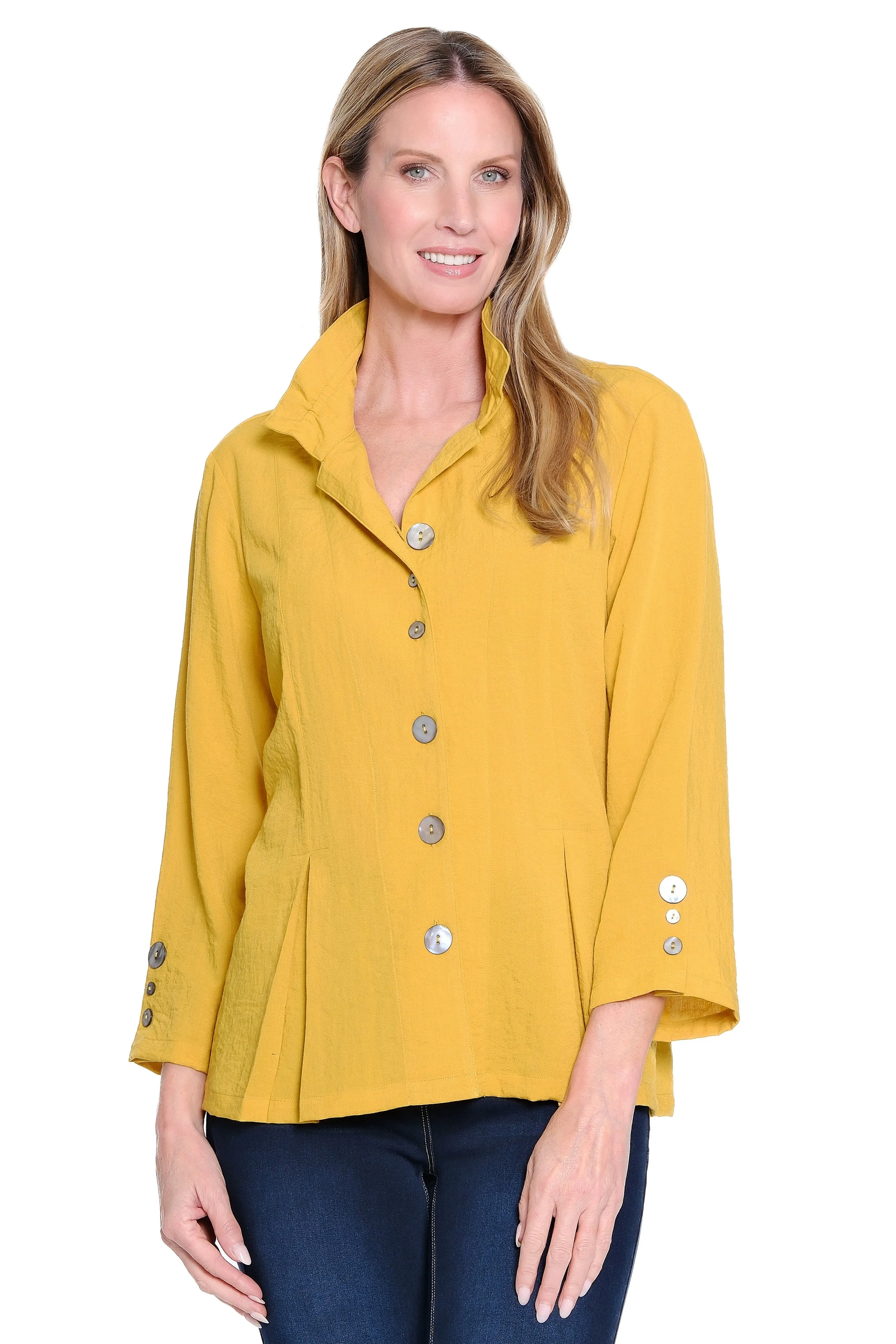 Wire Collar Button-Front Tunic - Plus - Harvest sold by Ail Miles Clothing