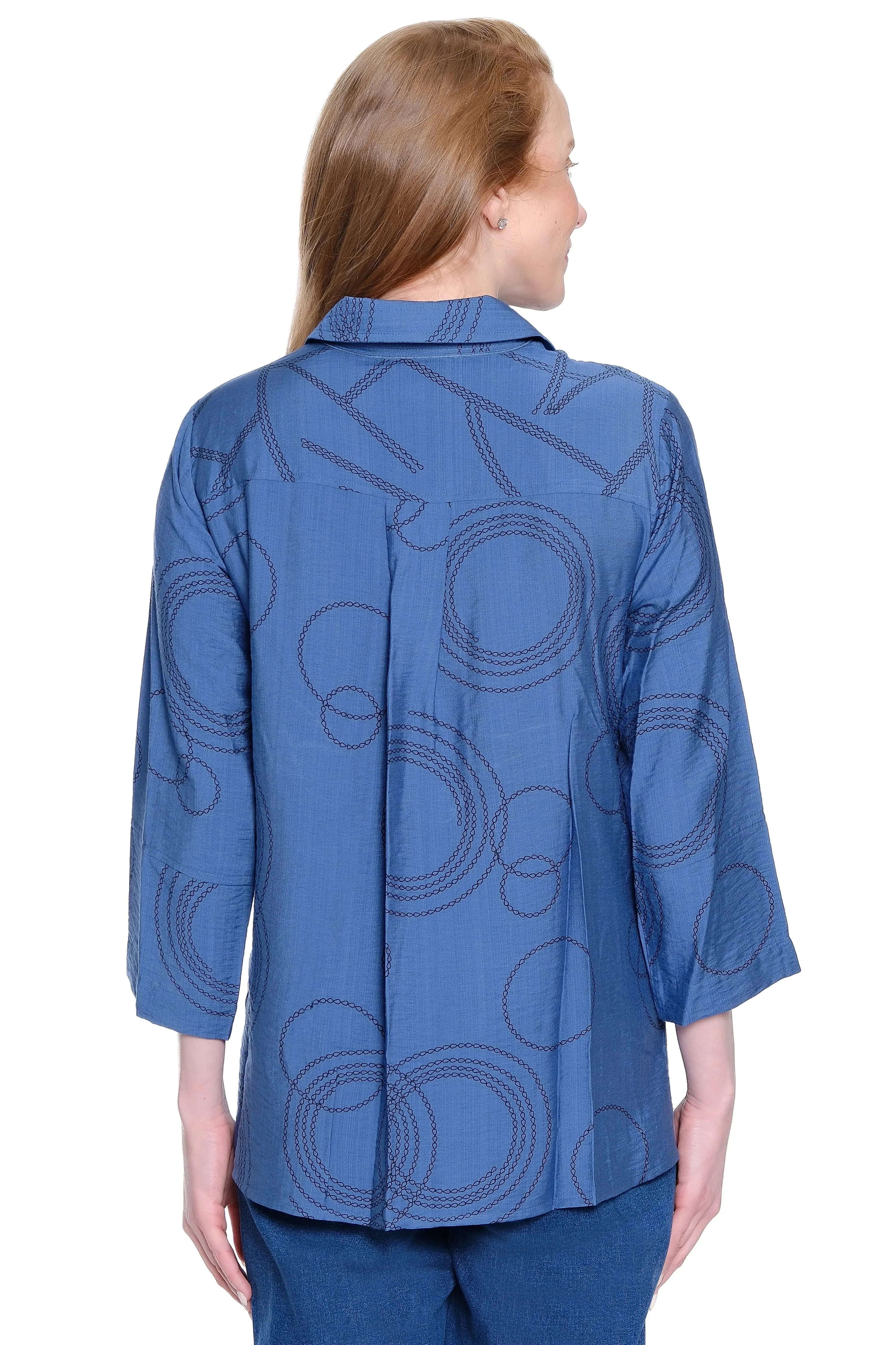 Stretch Woven Print Tunic- Indigo Blue sold by Ail Miles Clothing product image thumbnail 2