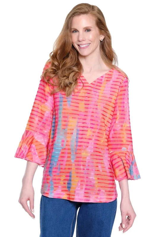 Knit Tunic with Bell Cuff Sleeves - Petite - Flamingo sold by Ail Miles Clothing