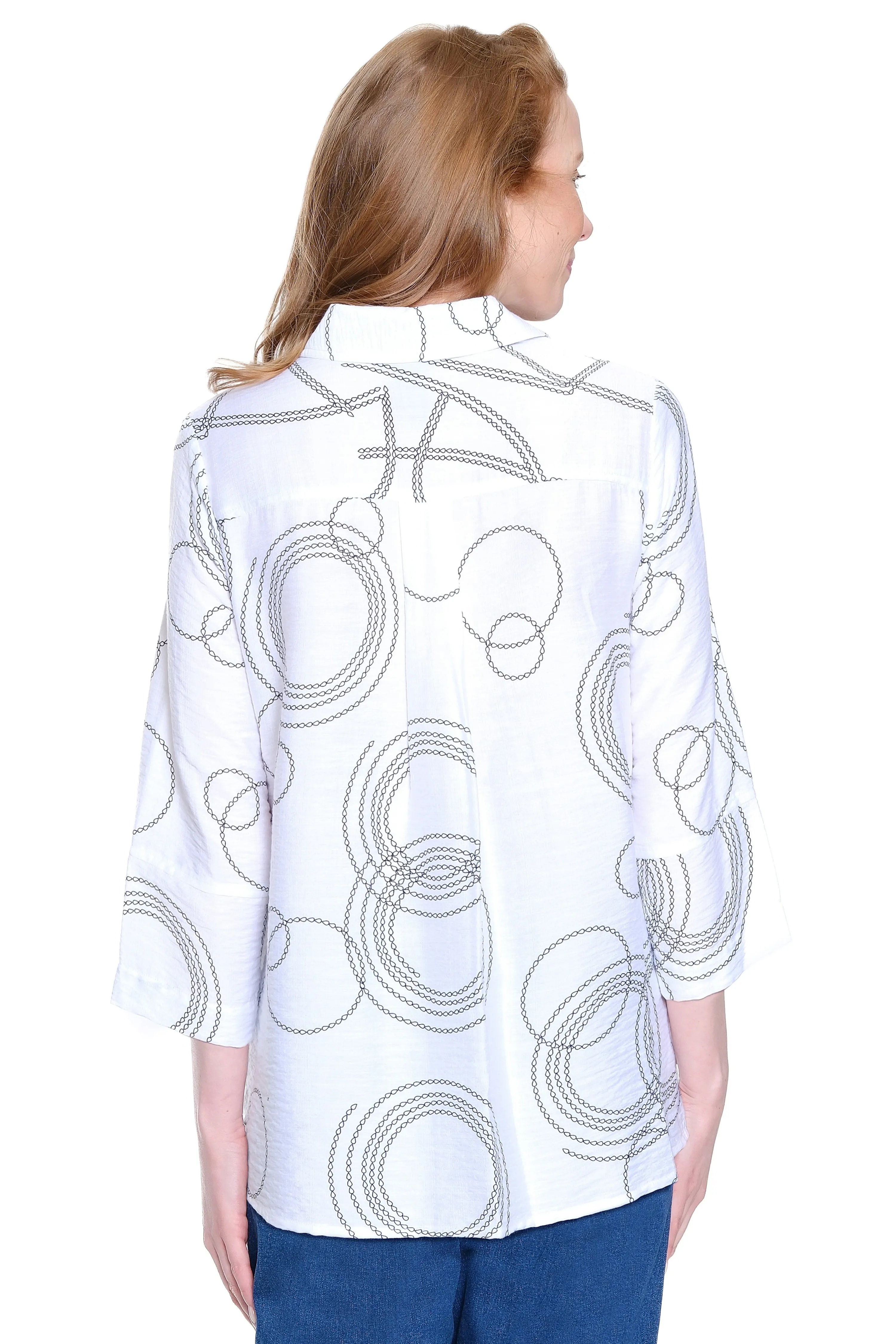 Stretch Woven Print Tunic- Petite - Black/White Print sold by Ail Miles Clothing product image thumbnail 2