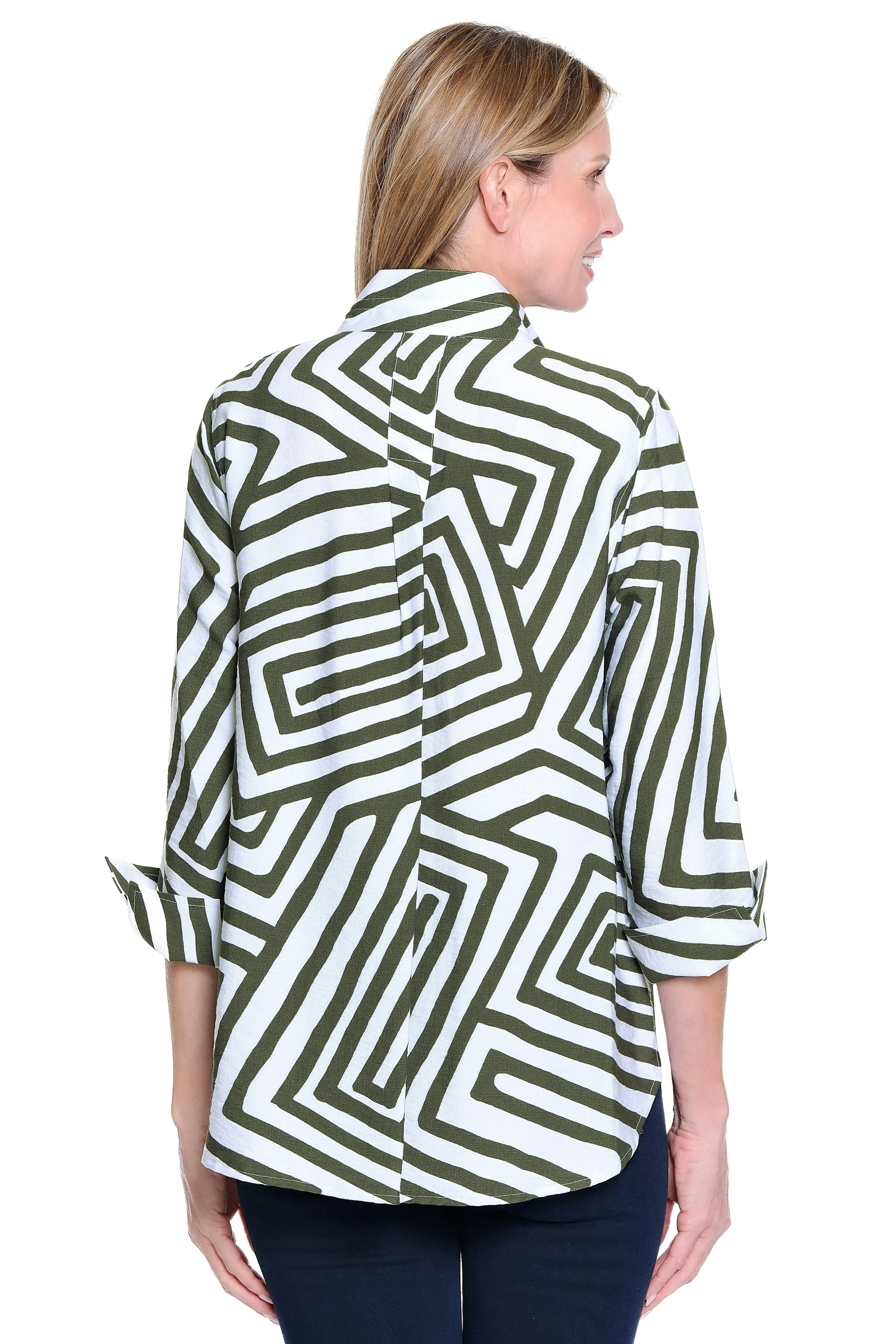 Wire Collar Print Tunic - Plus - Olive Green sold by Ail Miles Clothing product image thumbnail 2