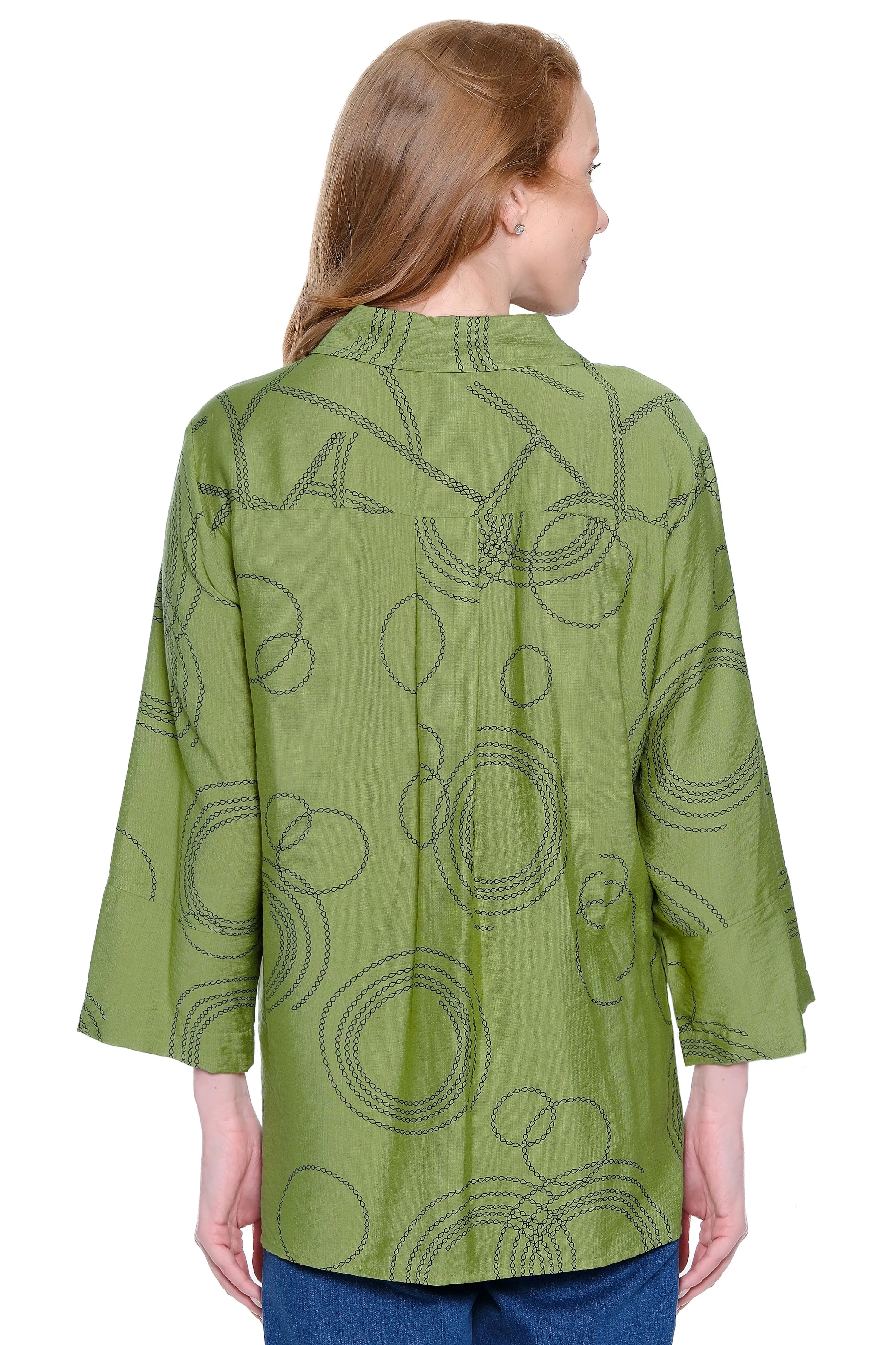 Stretch Woven Print Tunic- Plus - Olive sold by Ail Miles Clothing product image thumbnail 2