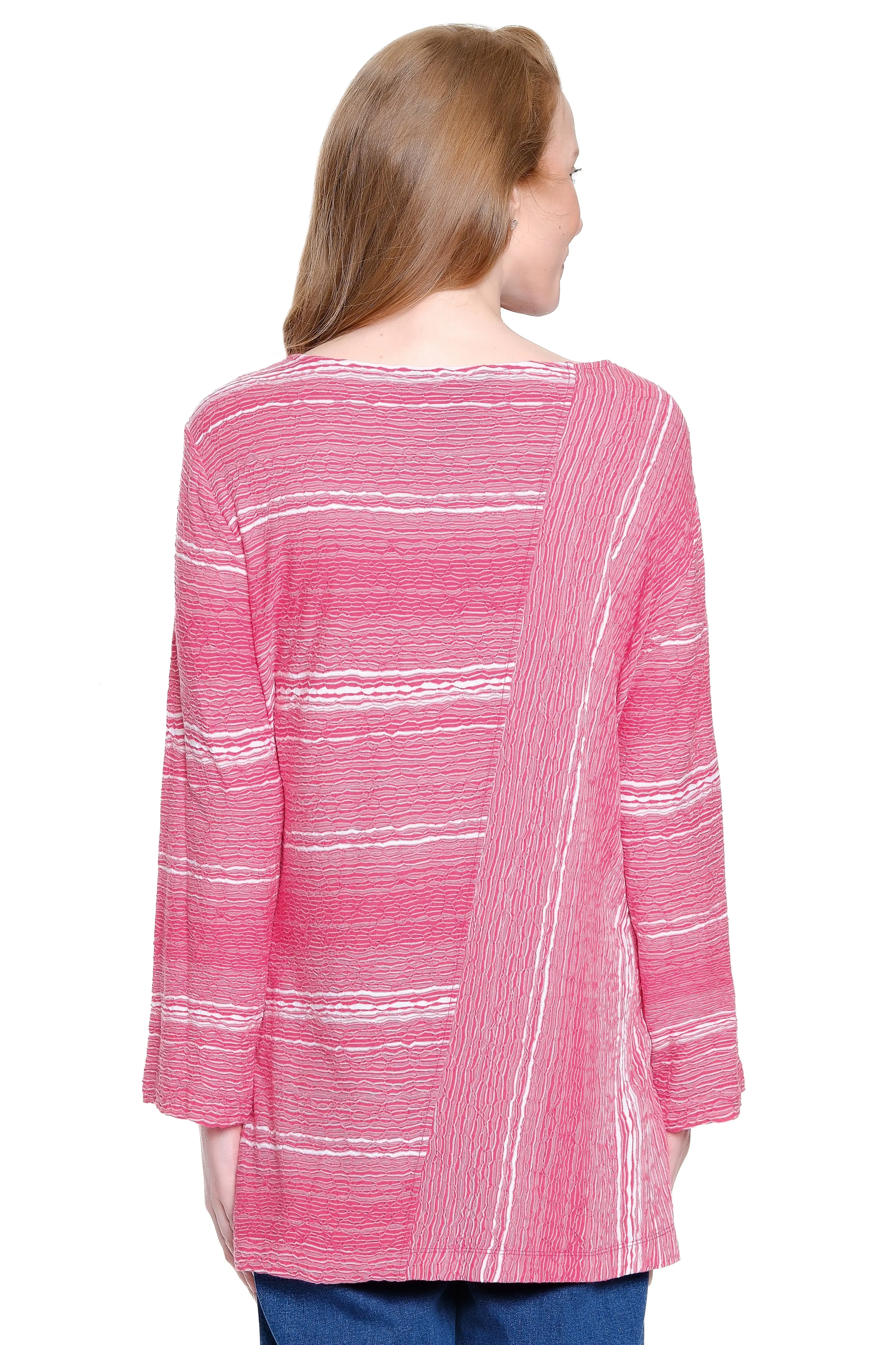 Textured Knit Popover Top with Button Detail - Plus - Raspberry sold by Ail Miles Clothing product image thumbnail 2