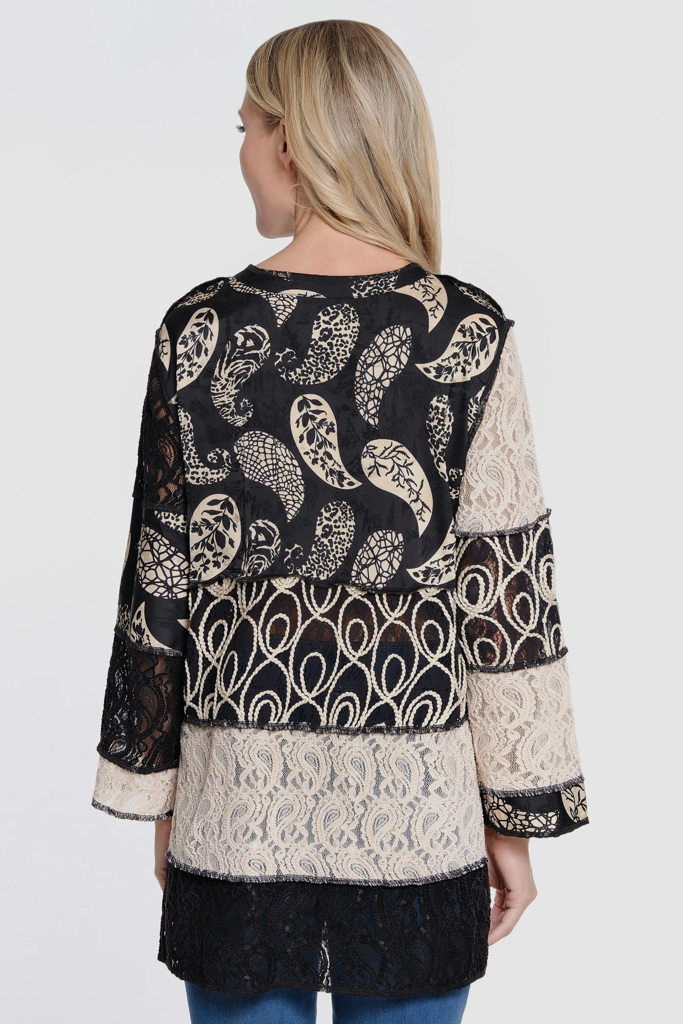 Mixed Media Single Button Jacket - Black/Ivory sold by Ail Miles Clothing product image thumbnail 2