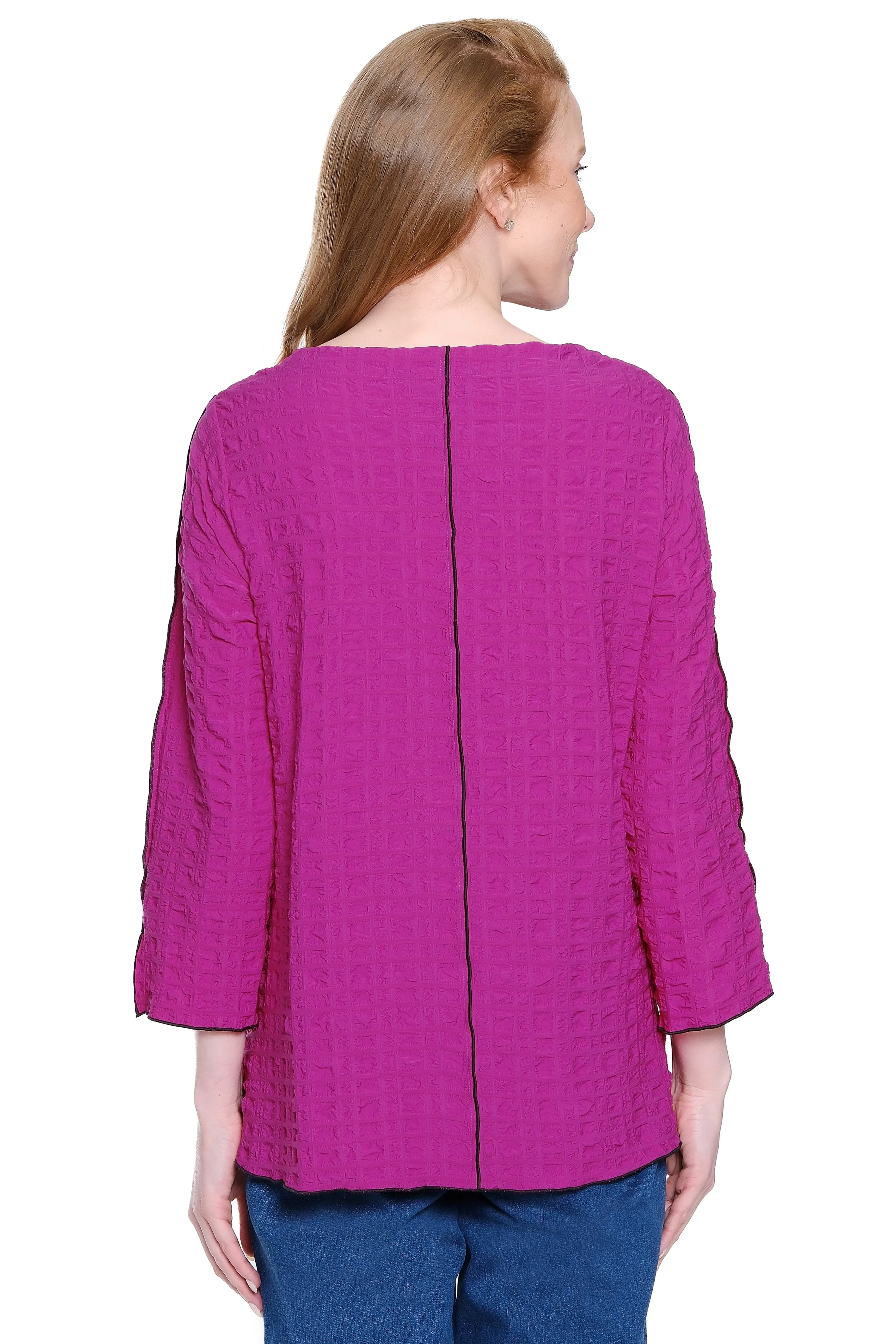 Textured Tunic with Front Pocket - Magenta sold by Ail Miles Clothing product image thumbnail 2