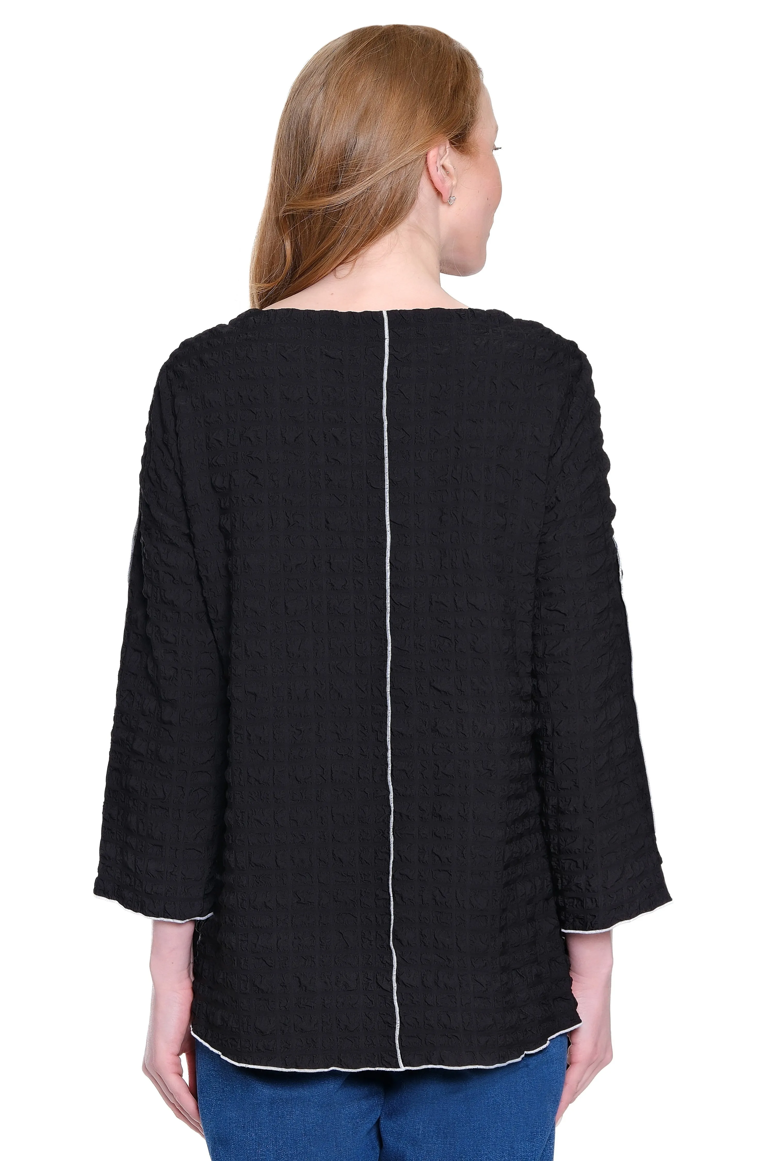 Textured Tunic with Front Pocket - Black/White sold by Ail Miles Clothing product image thumbnail 2