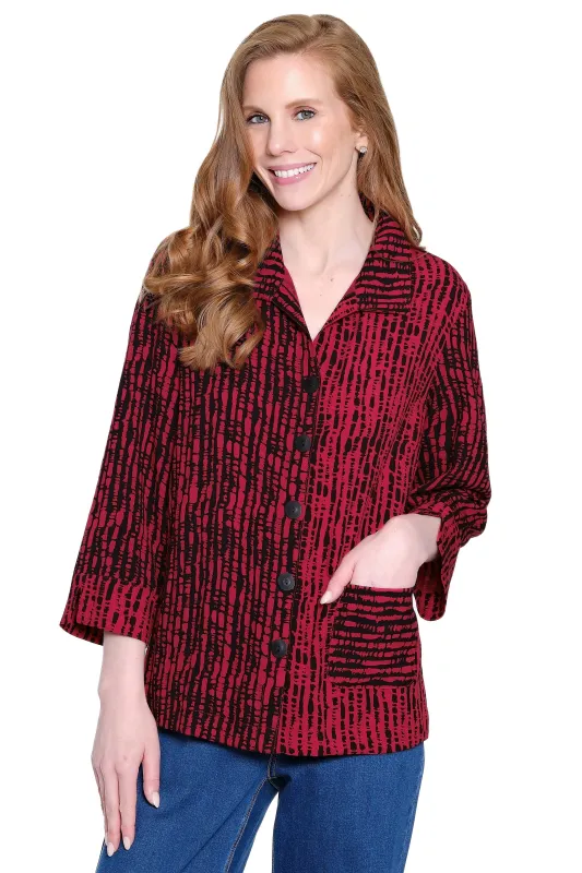 Button-Front Tunic with Patch Pocket - Red Multi sold by Ail Miles Clothing