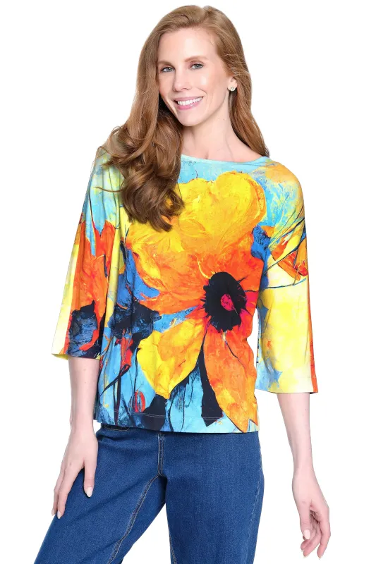 Knit Tunic with Gel Dot Details - Warm Flower sold by Ail Miles Clothing