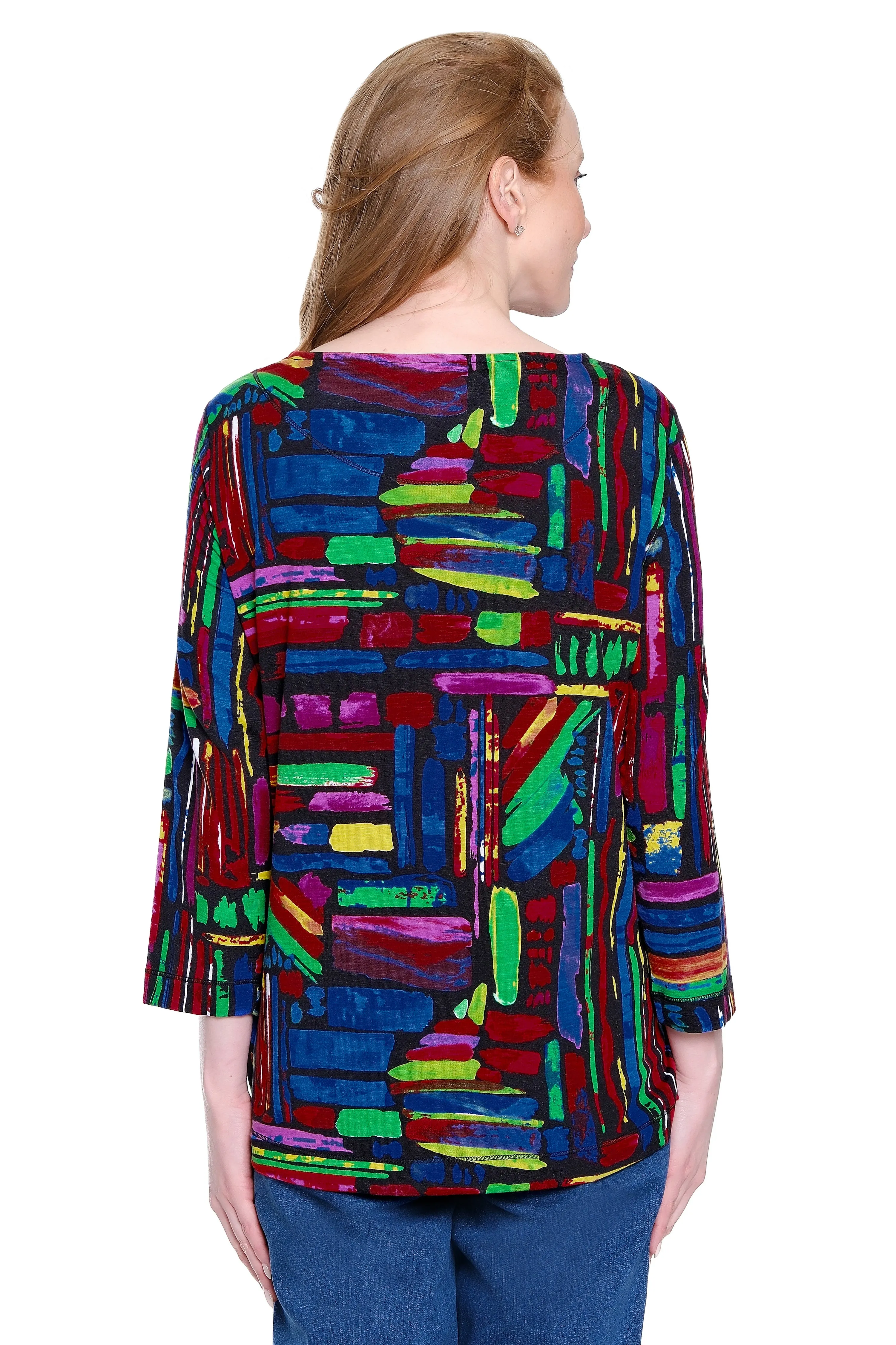 Printed Knit Tunic with Tab Pocket Detail - Multi sold by Ail Miles Clothing product image thumbnail 2