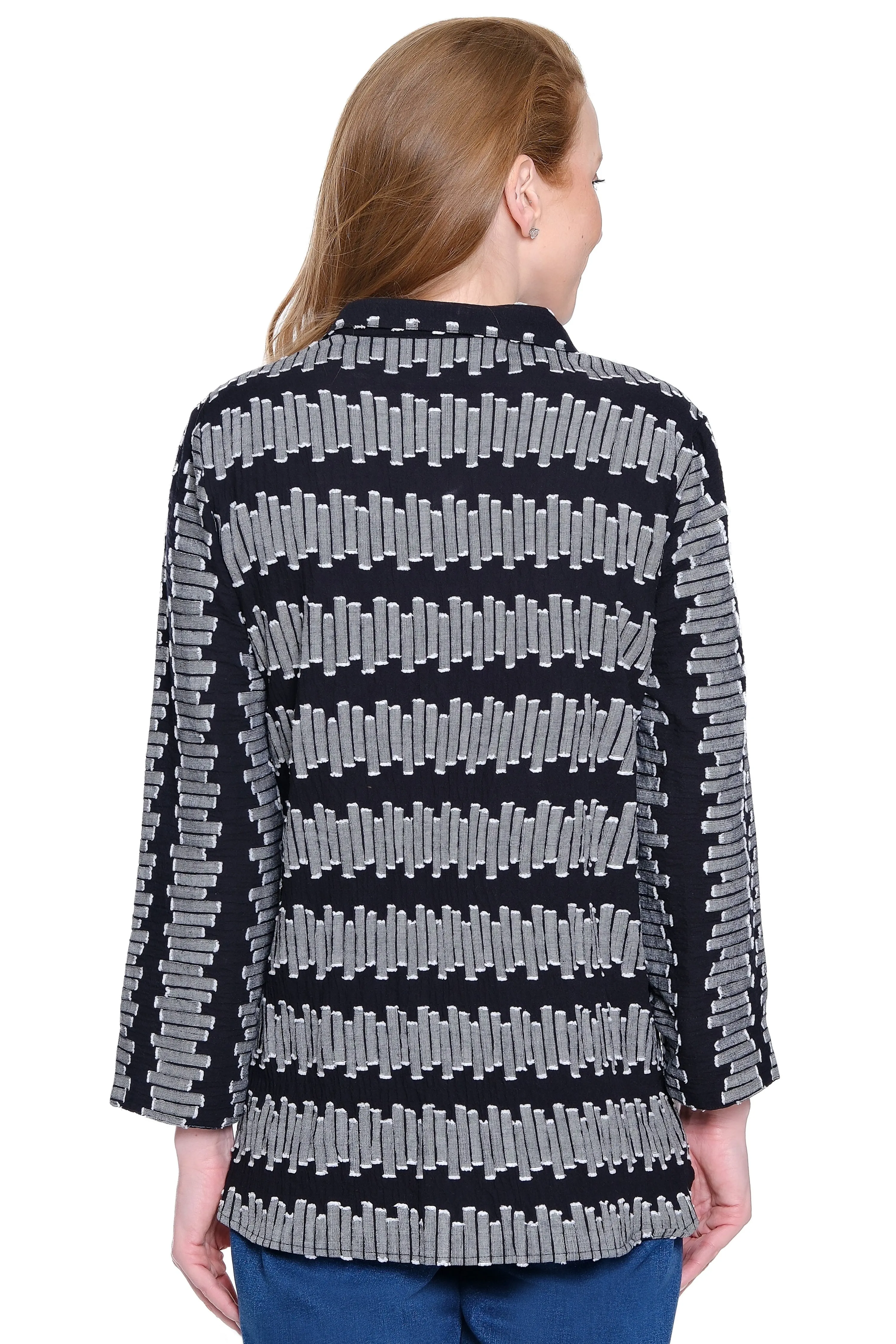 Woven Jacquard Tunic with Wire Collar - Black/White sold by Ail Miles Clothing product image thumbnail 2