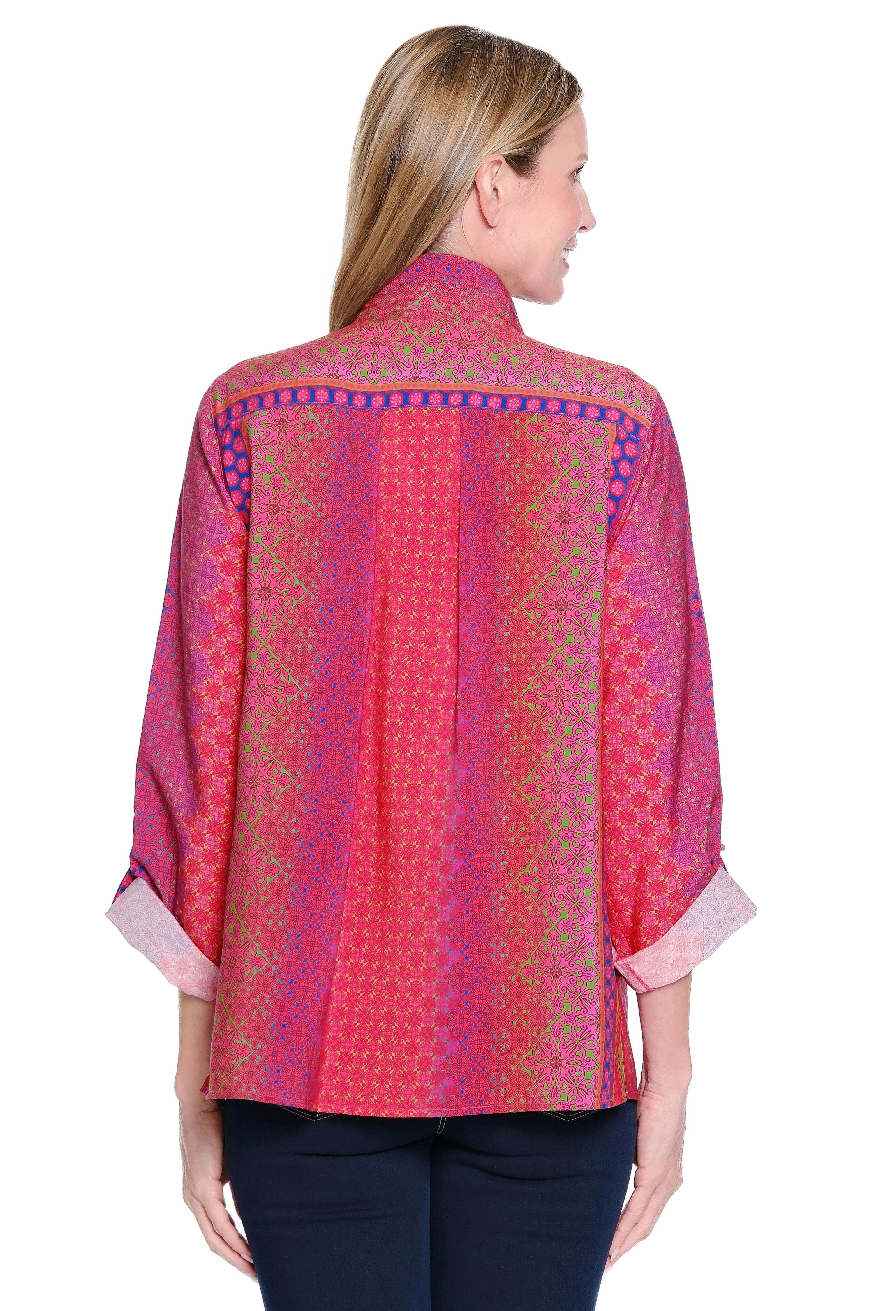 Woven Button-Front Tunic with Wire Neck - Multi sold by Ail Miles Clothing product image thumbnail 2