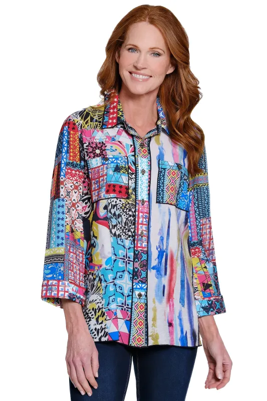 Print Tunic with Chest Pockets - Multi sold by Ail Miles Clothing