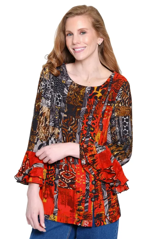 Knit Popover Print Tunic - Plus - Multi sold by Ail Miles Clothing