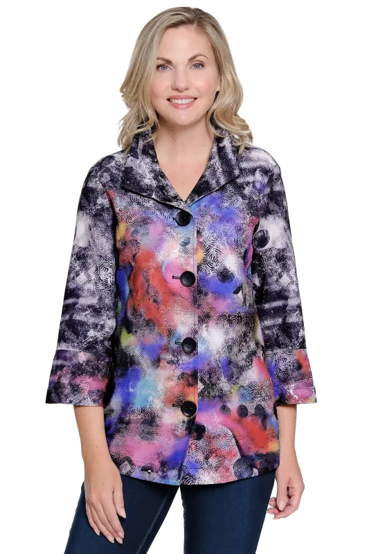 Woven Jacket with Wire Collar - Plus - Abstract Multi sold by Ail Miles Clothing