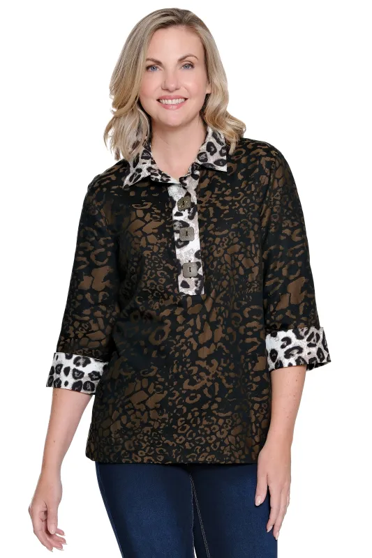 Woven Jacquard Tunic - Plus - Multi Animal Print sold by Ail Miles Clothing