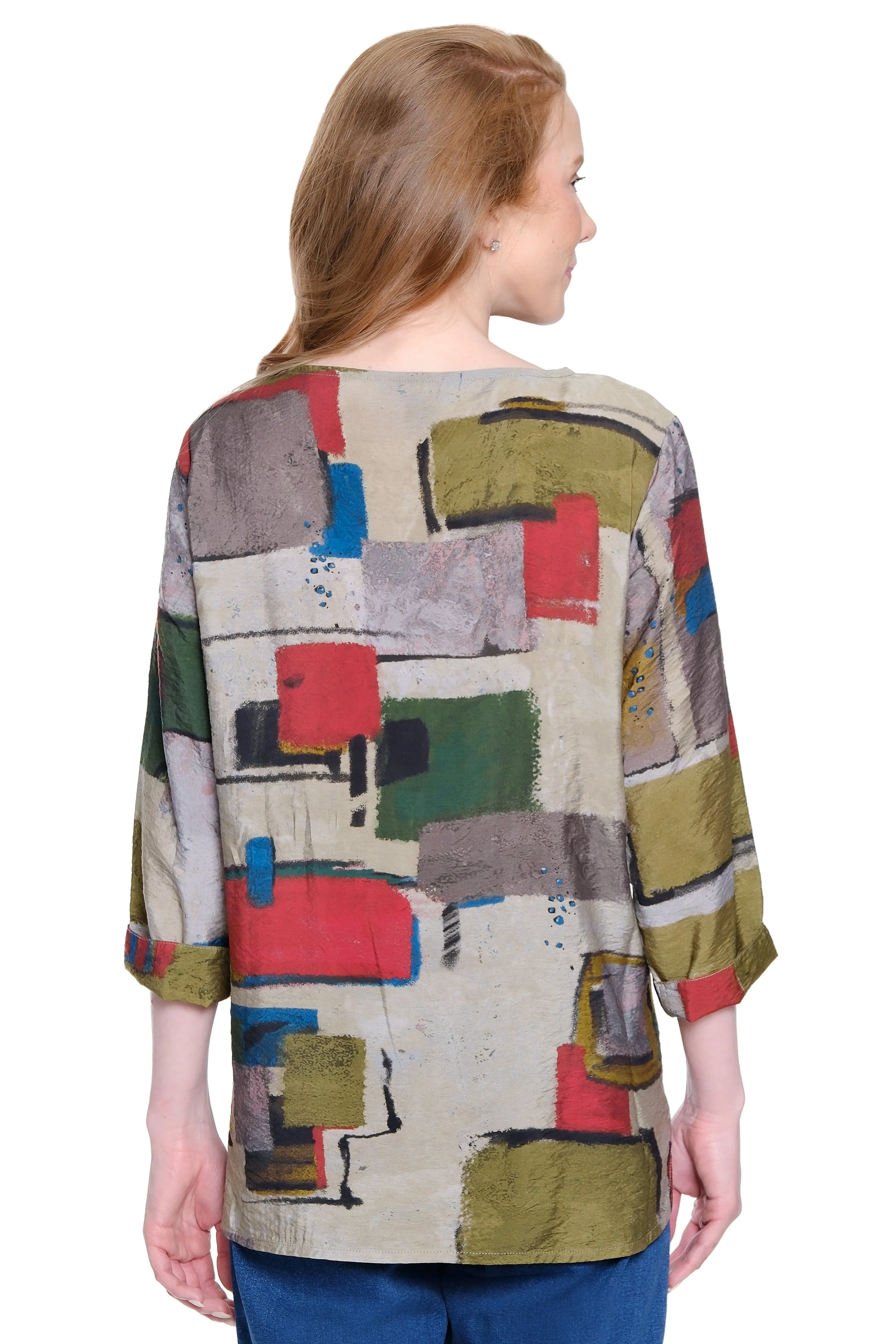 Woven Popover Tunic with Pockets - Plus - Abstract Multi sold by Ail Miles Clothing product image thumbnail 2