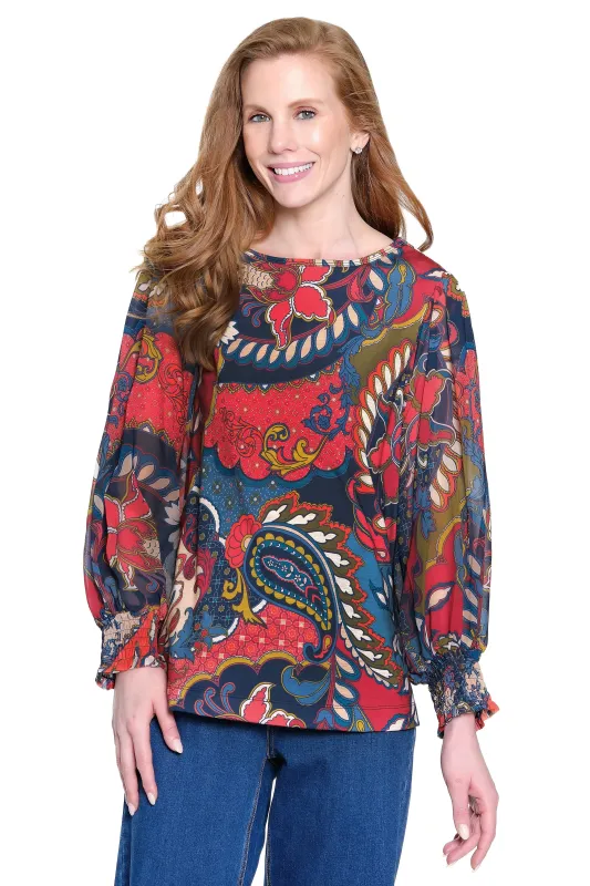 Print Popover Tunic - Petite - Leaf Multi sold by Ail Miles Clothing