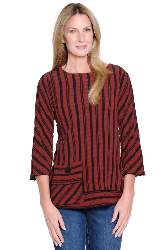 Textured Yarndye Woven Tunic - Spice sold by Ail Miles Clothing