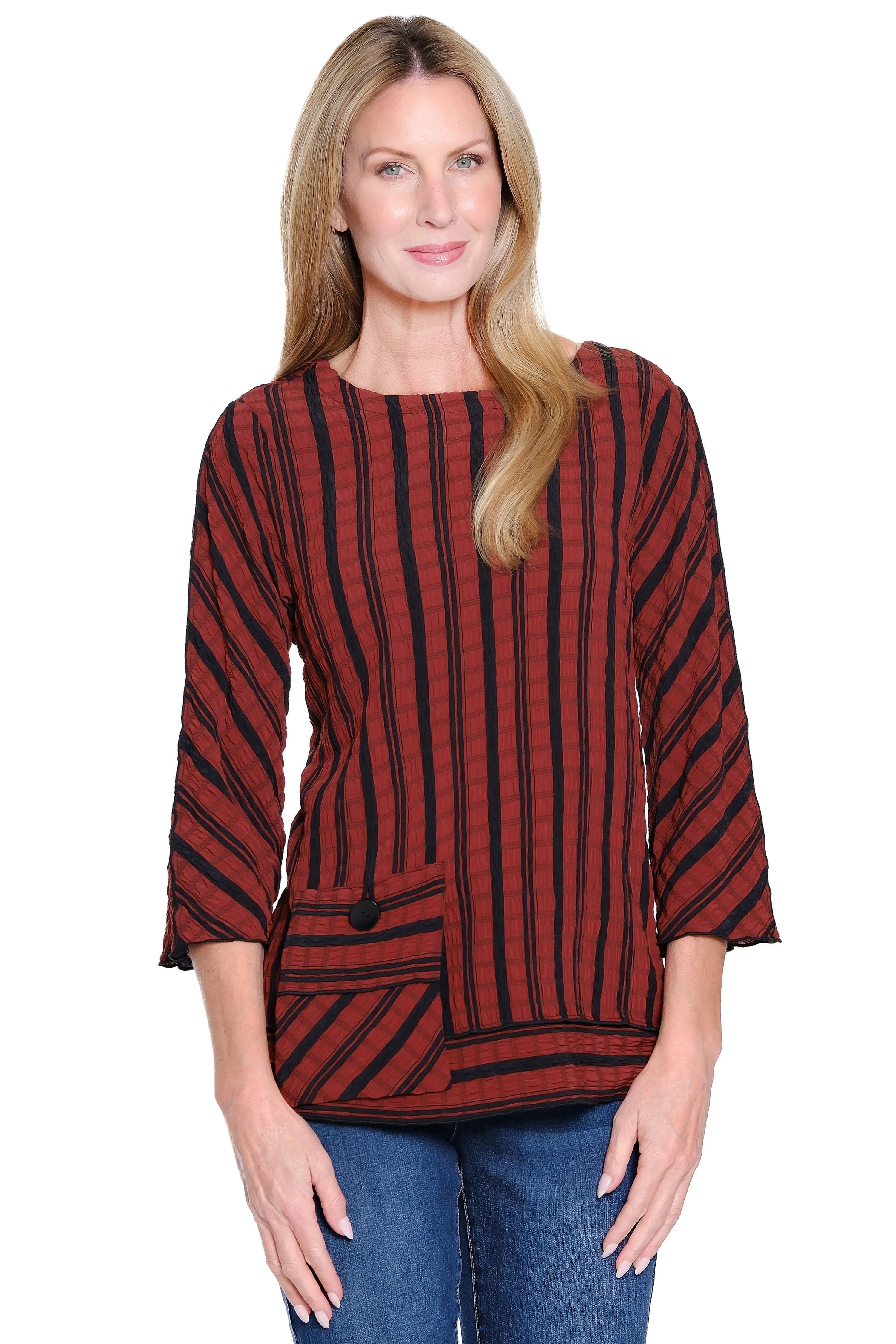 Textured Yarndye Woven Tunic - Spice sold by Ail Miles Clothing