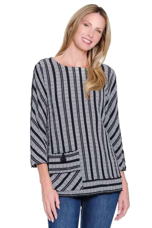 Textured Yarndye Woven Tunic - Ash sold by Ail Miles Clothing