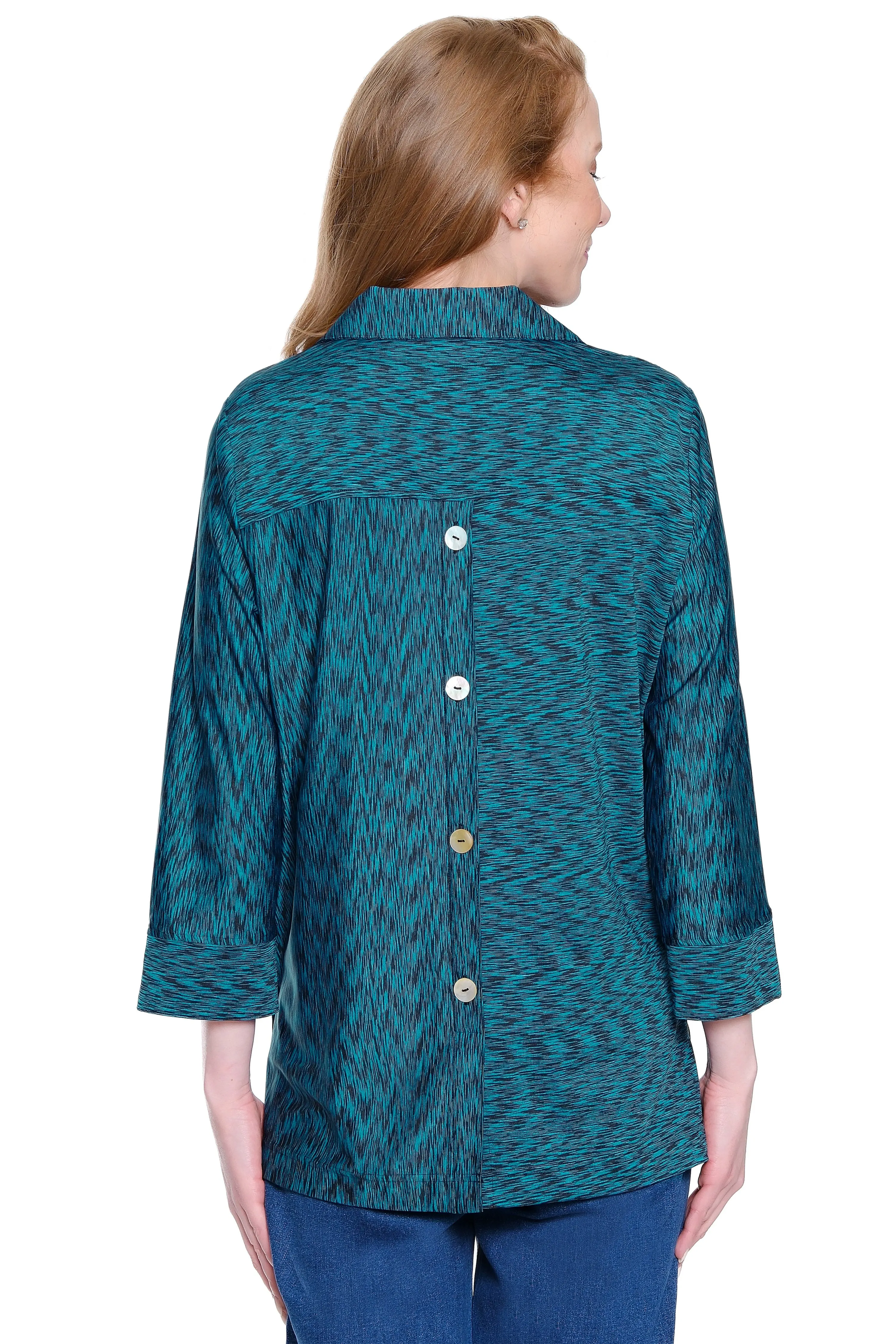 Knit Tunic with Back Button - Dark Teal sold by Ail Miles Clothing product image thumbnail 2