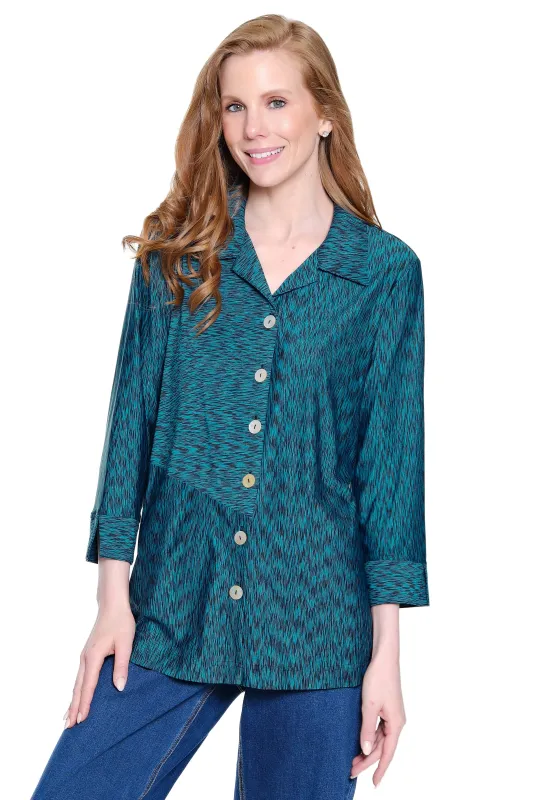 Knit Tunic with Back Button - Dark Teal sold by Ail Miles Clothing