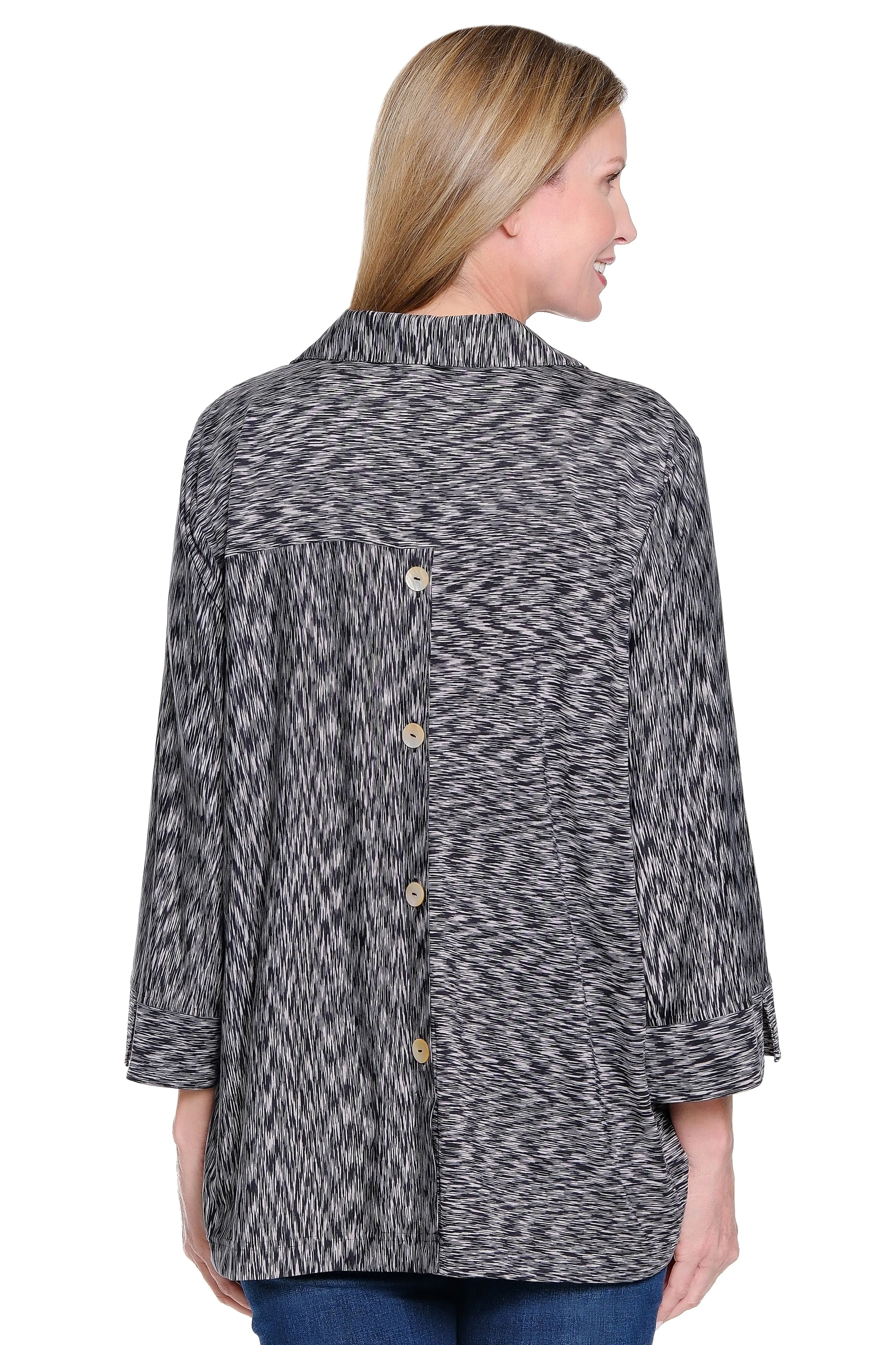 Knit Tunic with Back Button - Black/White sold by Ail Miles Clothing product image thumbnail 2
