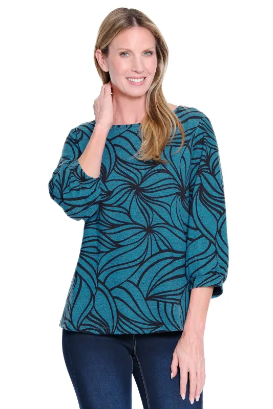 Brushed Knit Popover Tunic - Dark Teal sold by Ail Miles Clothing