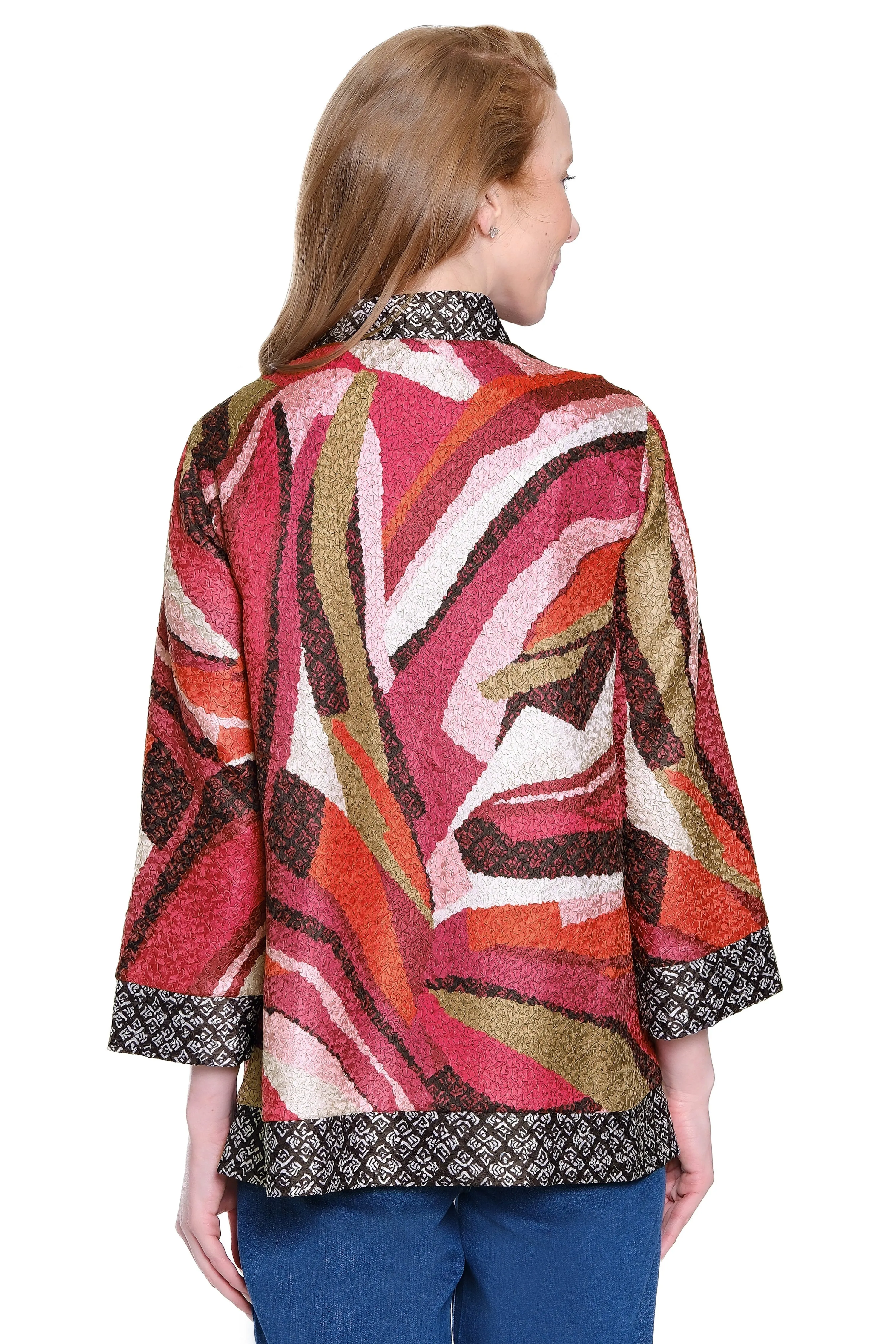 Reversible Textured Woven Kimono Jacket - Pink Print sold by Ail Miles Clothing product image thumbnail 2