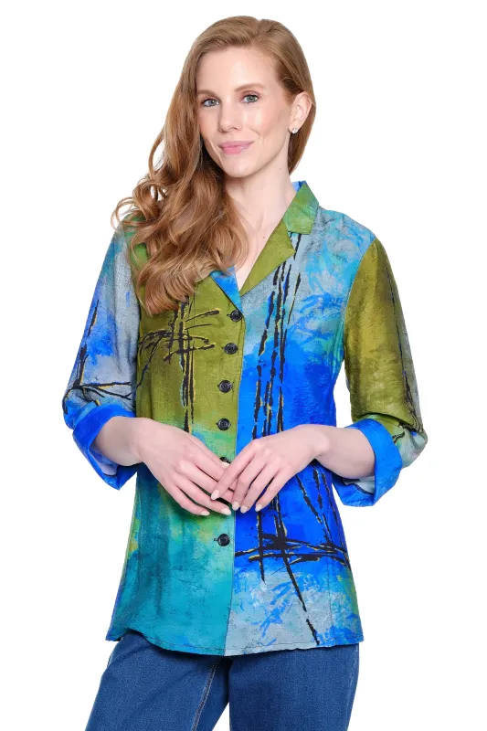 Woven Abstract Tunic - Blue Multi sold by Ail Miles Clothing